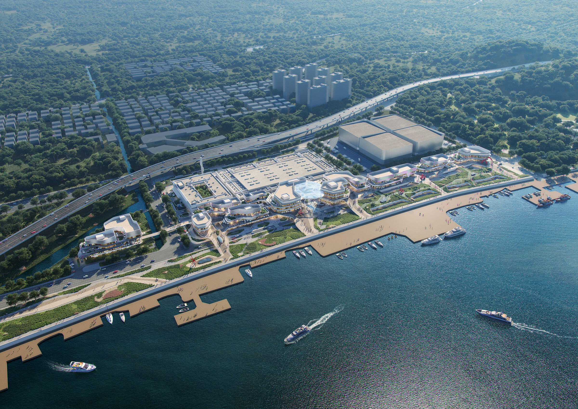Taizhou fish market, north east aerial view
