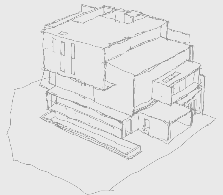 View northeast at street - sketch