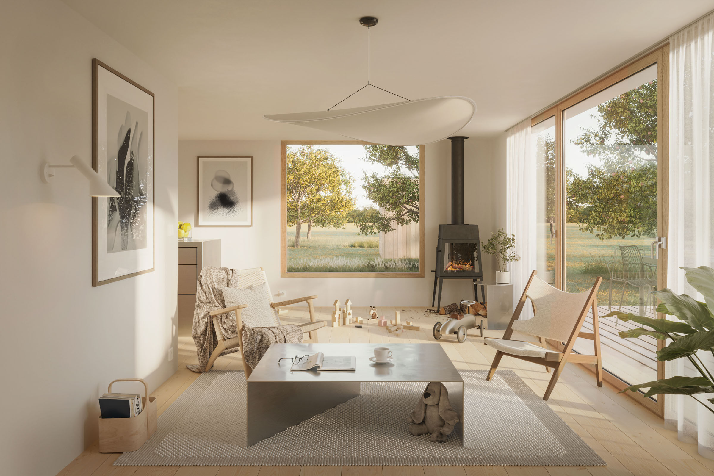 Interior semi-detached houses, living room.
