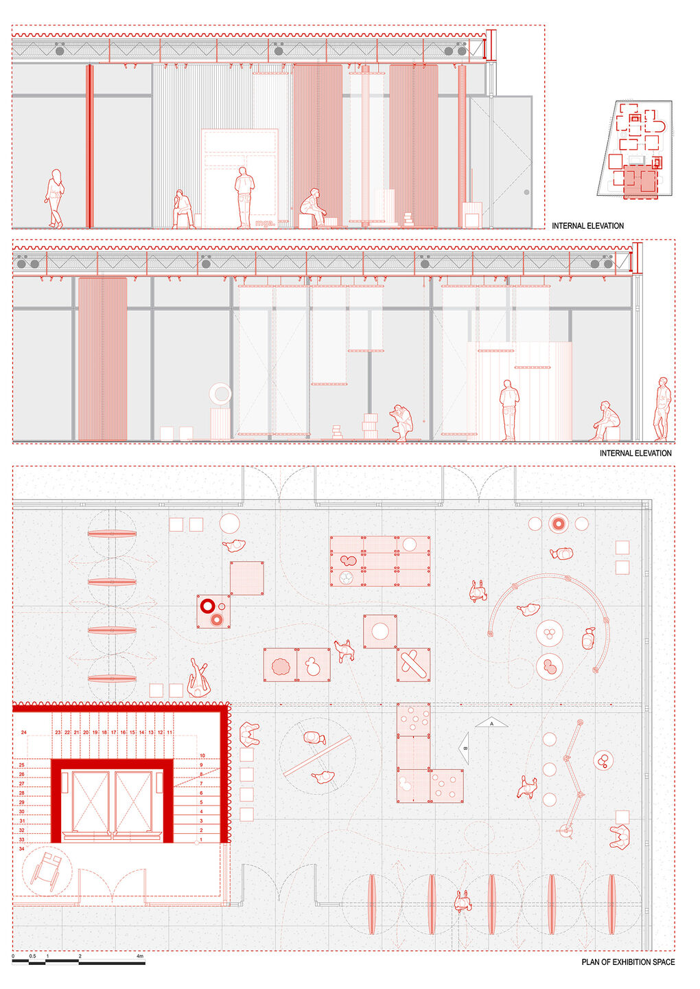 Internal elevation exhibition space