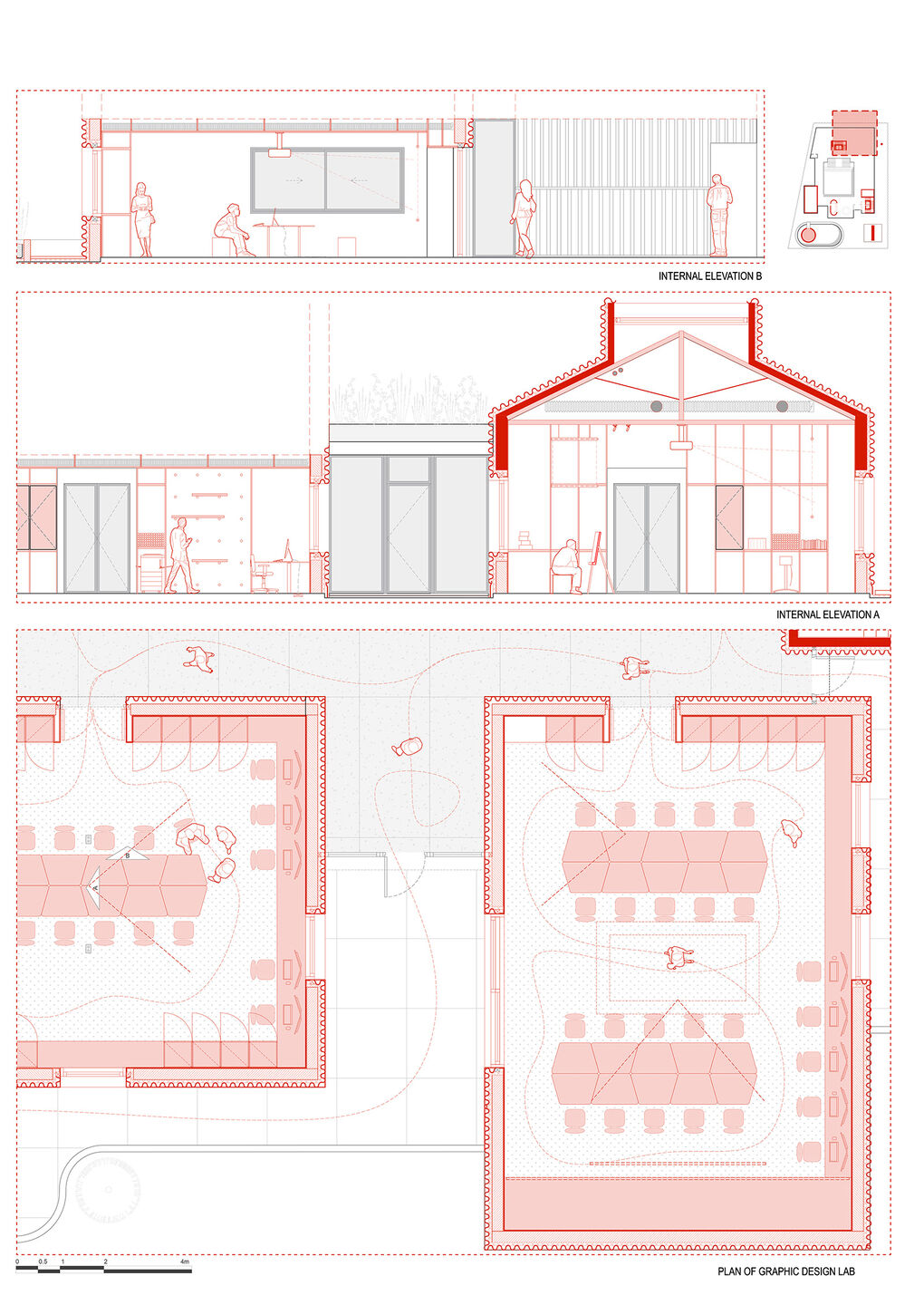 Internal elevation graphic design lab