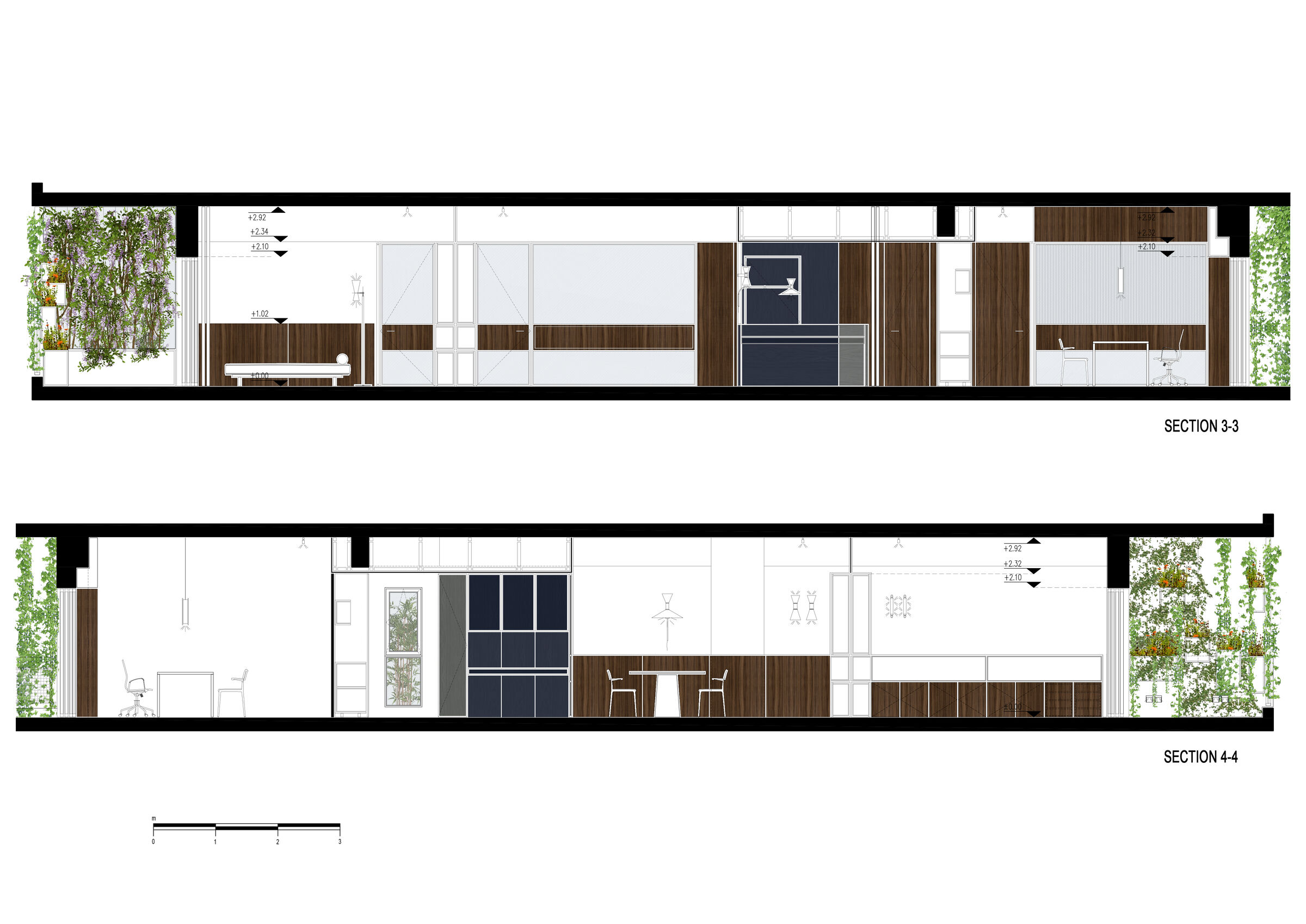 Sections 3-3 and 4-4