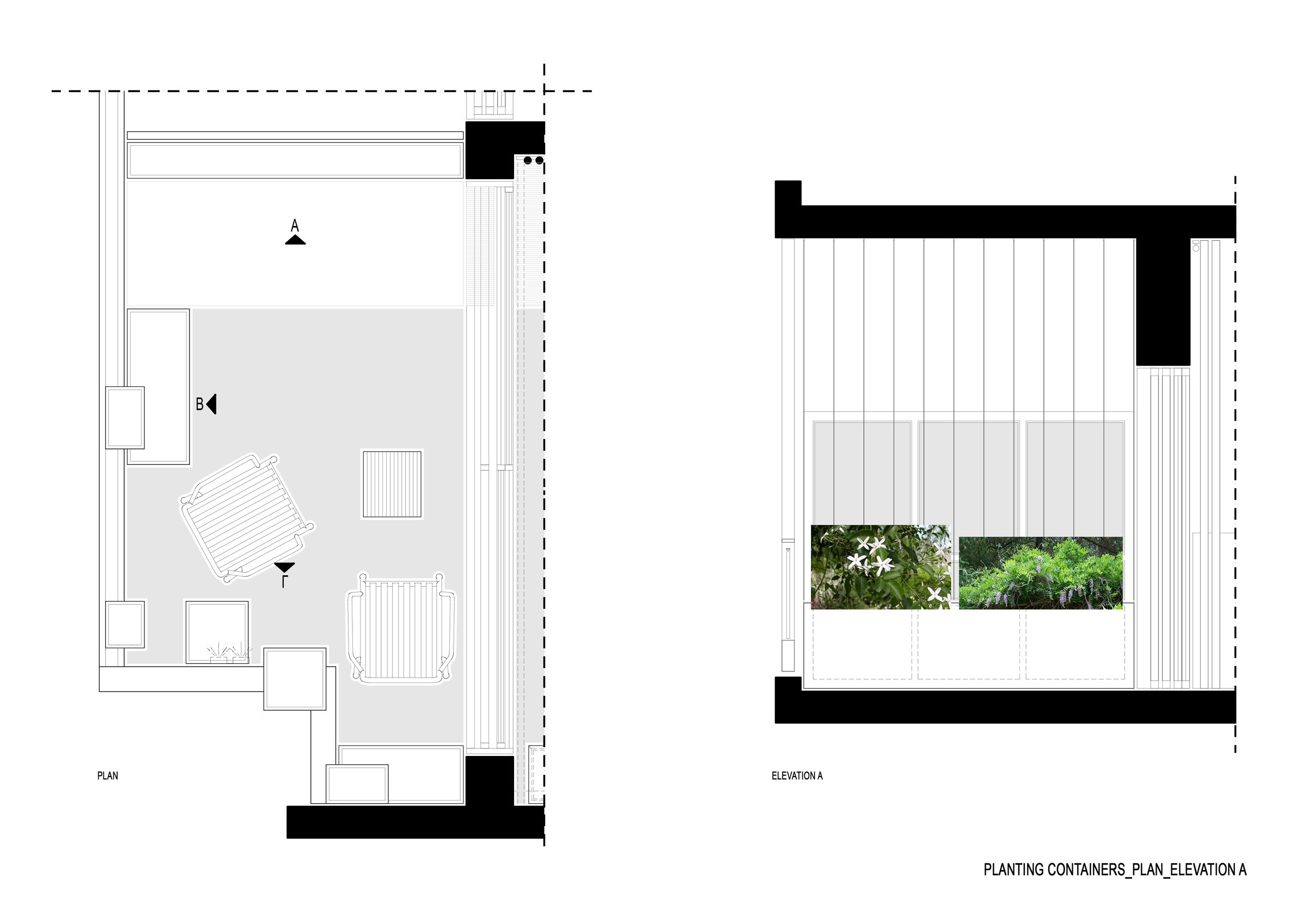 Greenery boxes plan and elevation