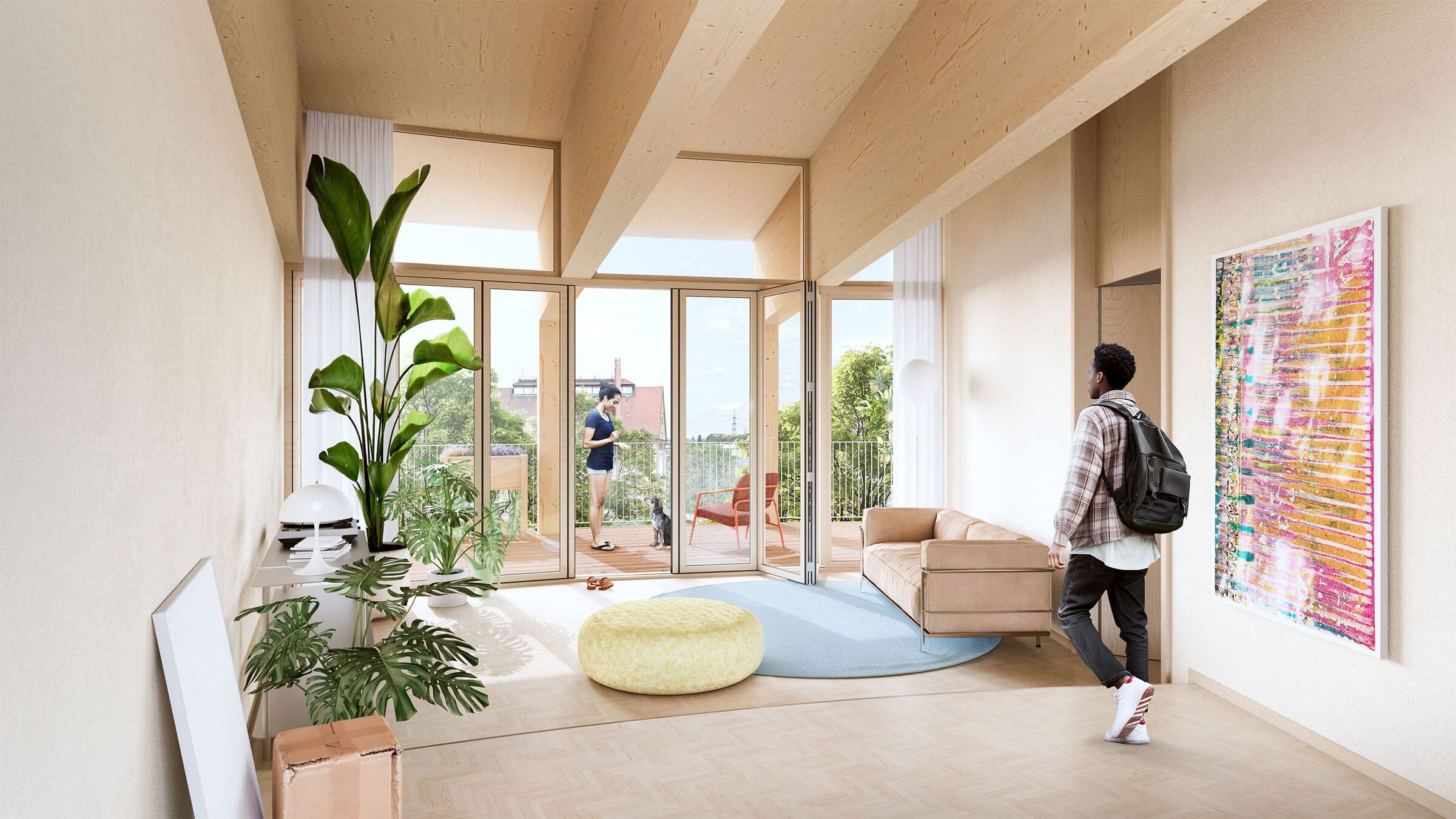 Conversion to residential use, view towards the outside.