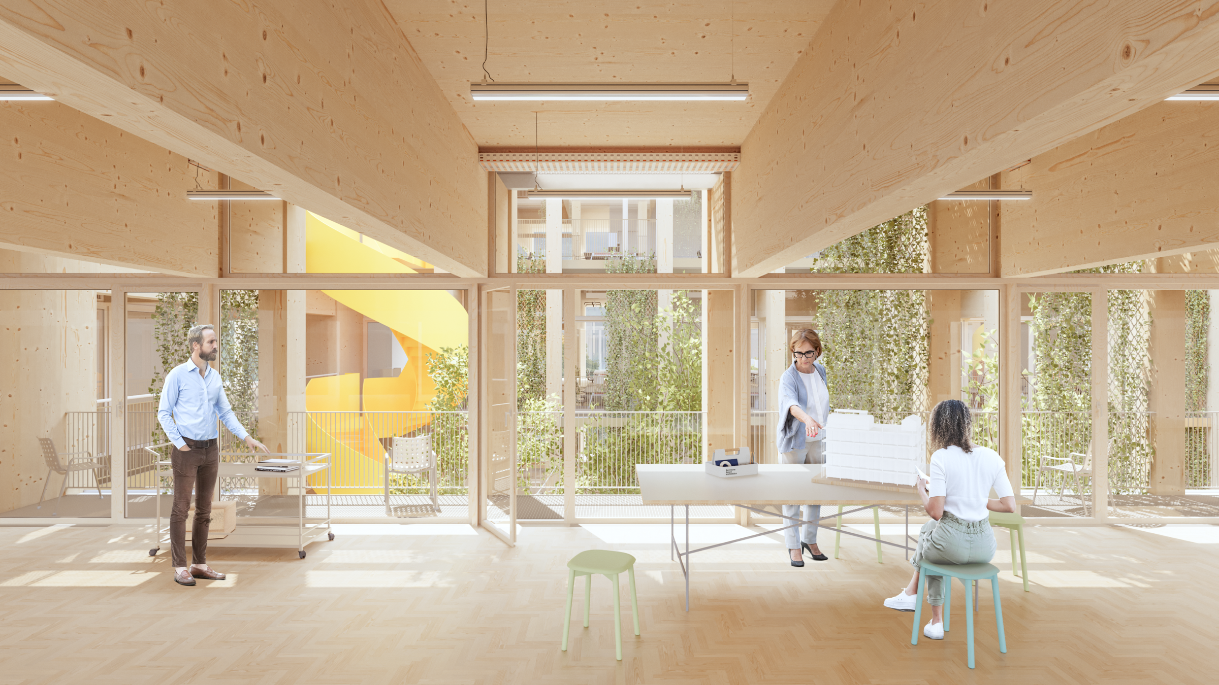 Conversion to office space, view towards the atrium