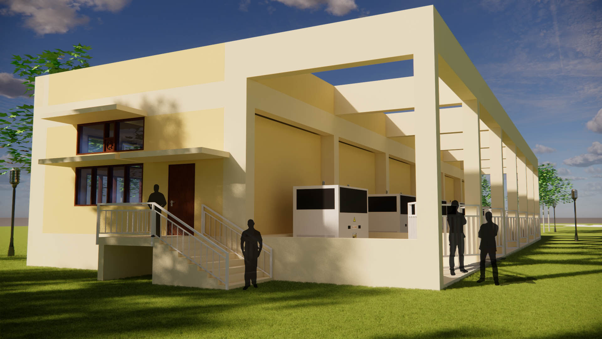 The substations feature double-skin facades covering a concrete frame.