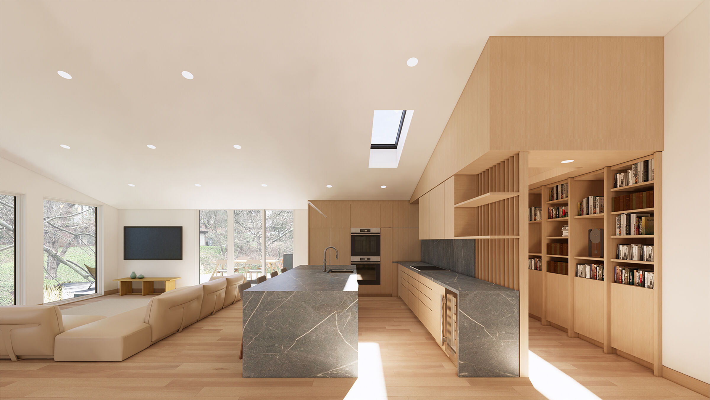 Kitchen and Library View