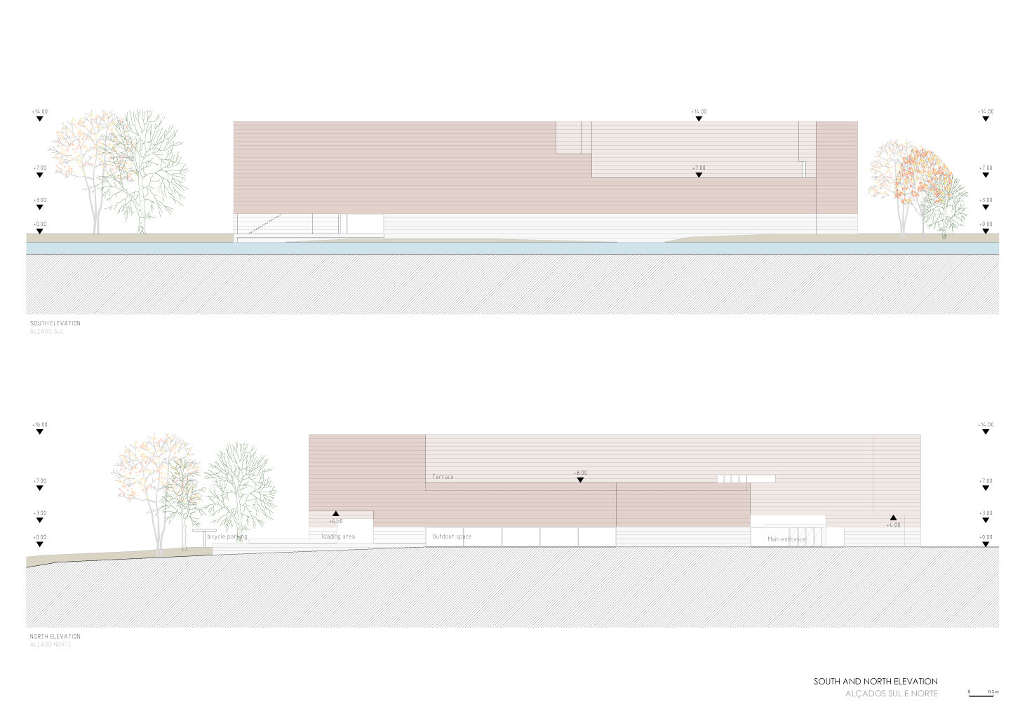 South and North elevations
