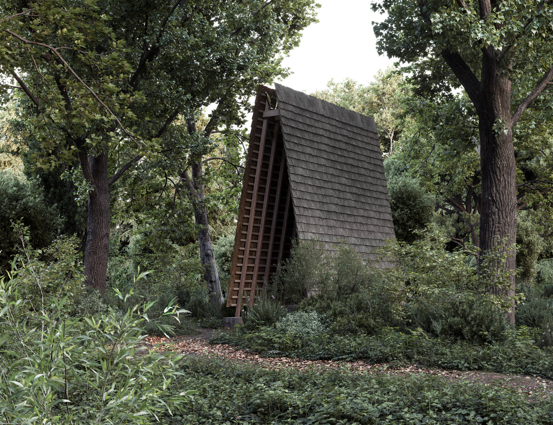 Smokehouse is a communal dining pavilion nestled within a shaded grove