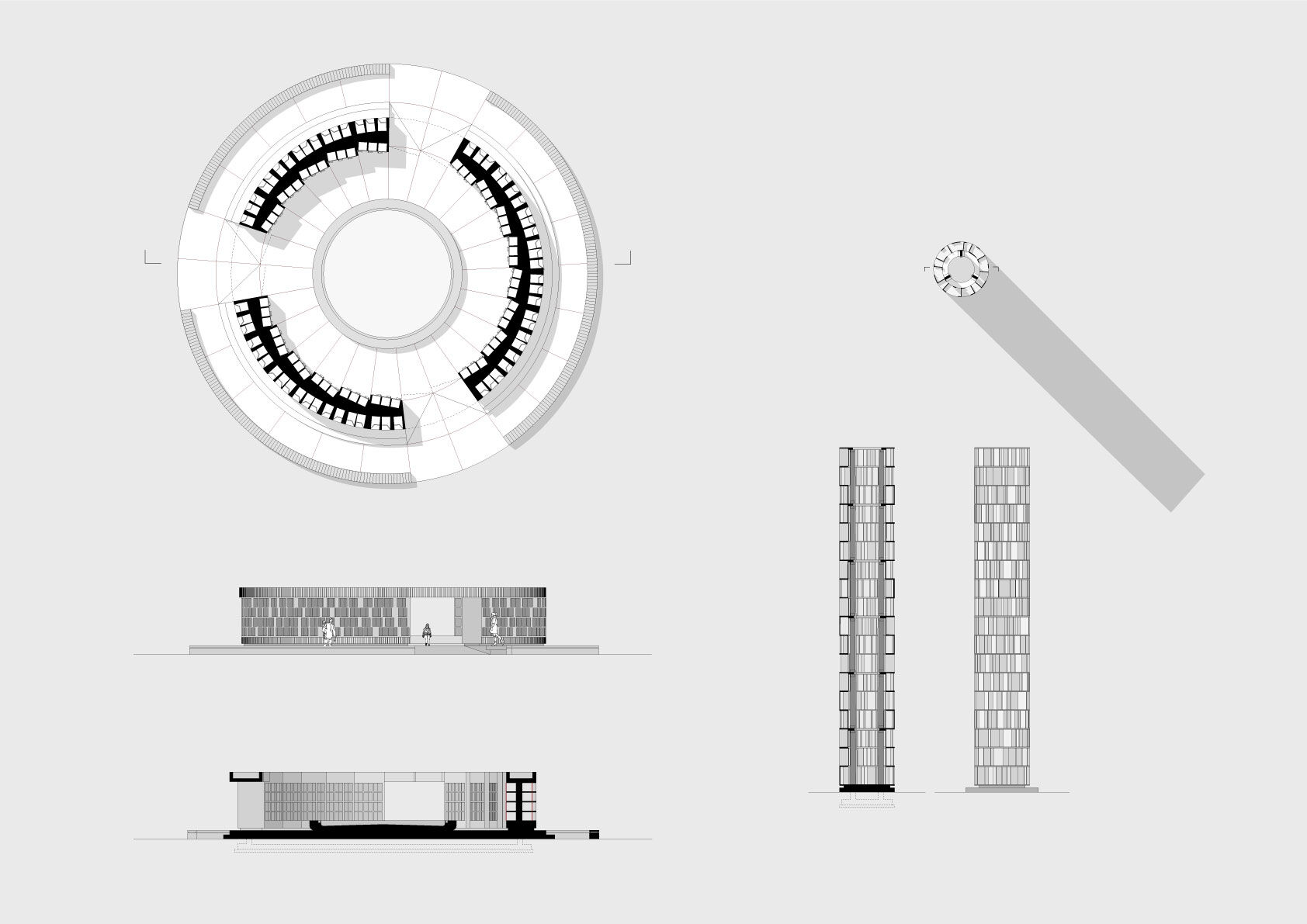 Plan, section and elevation