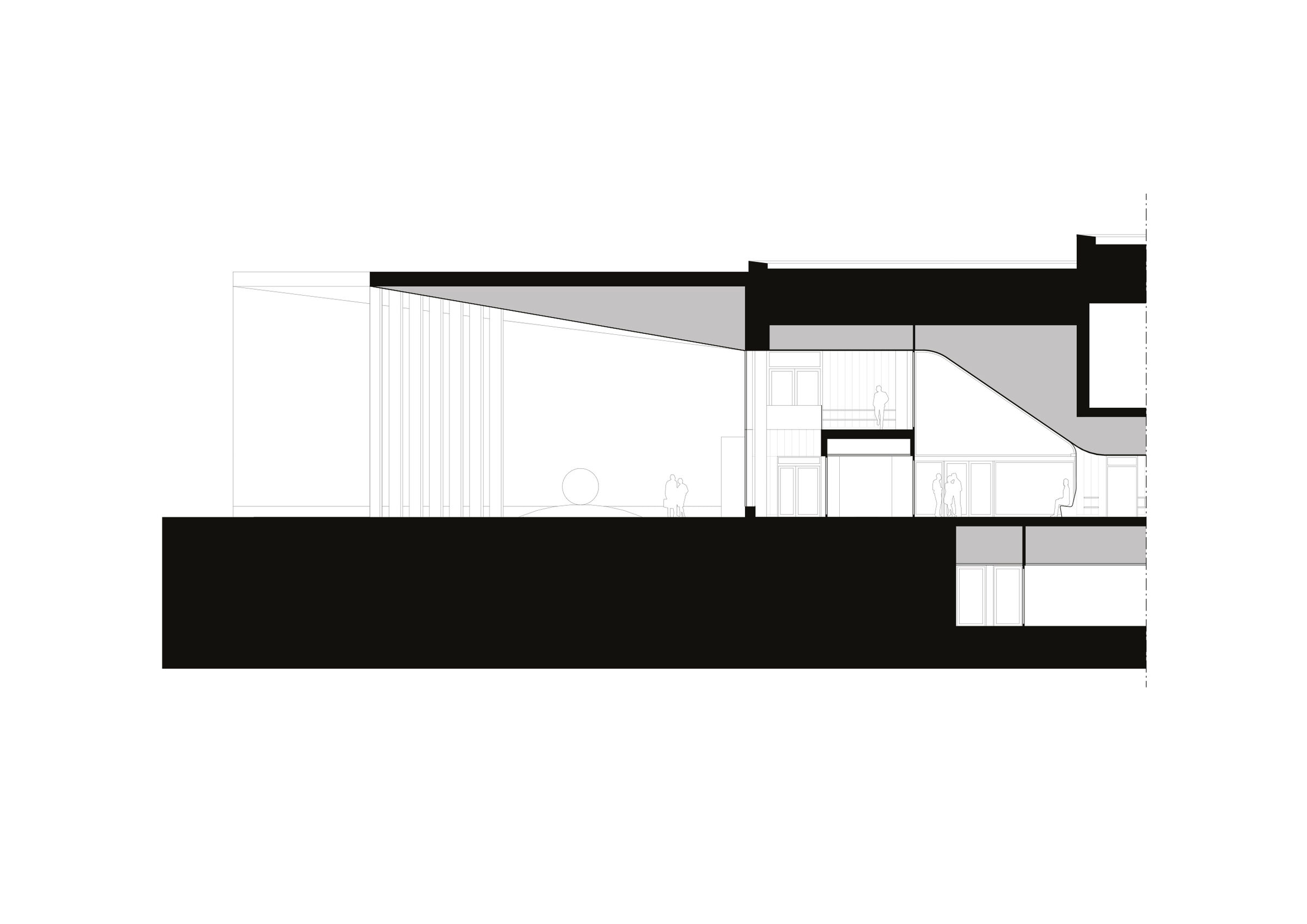 Detail of section, Interior street and emergency clinic