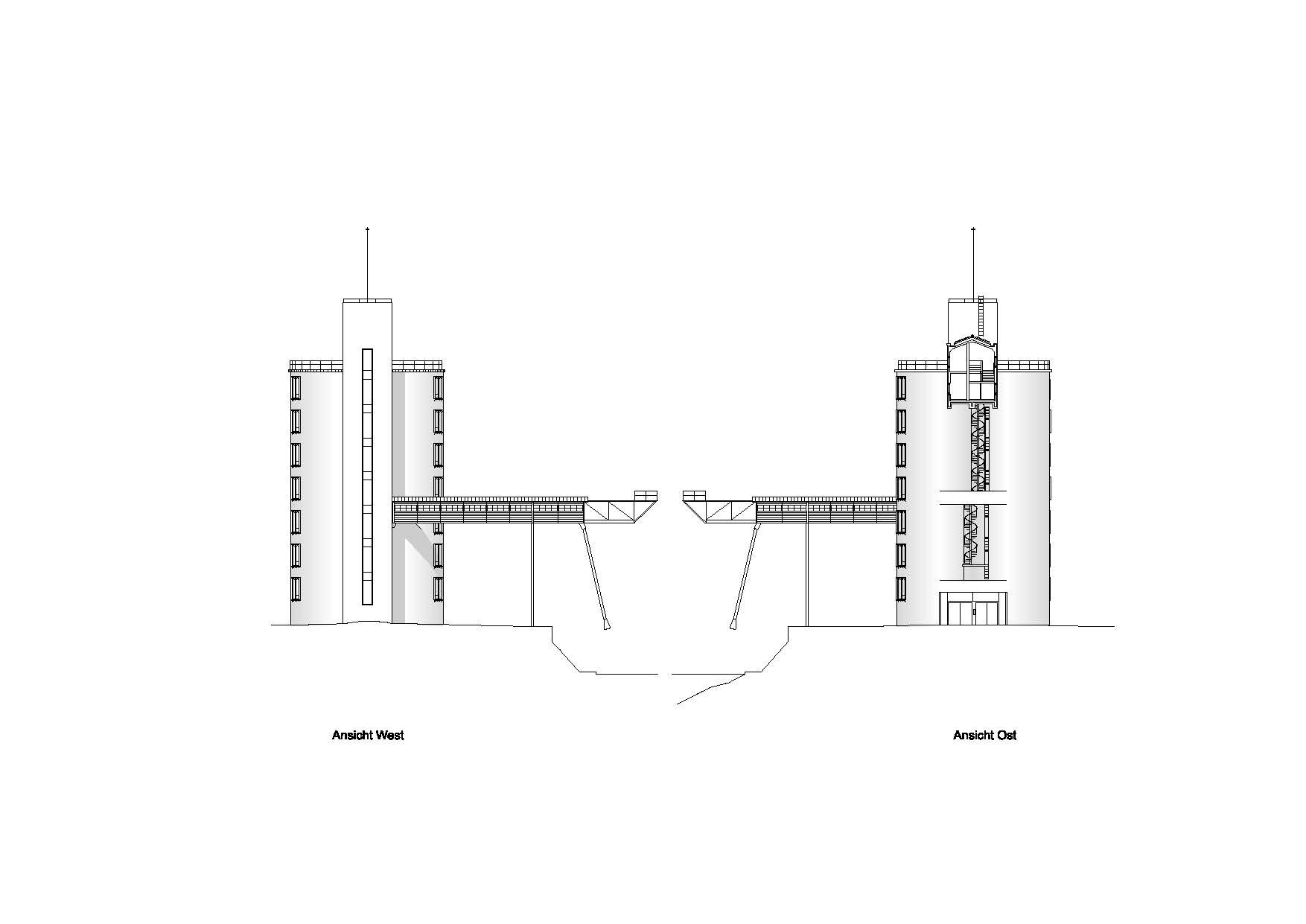 elevations: east and west