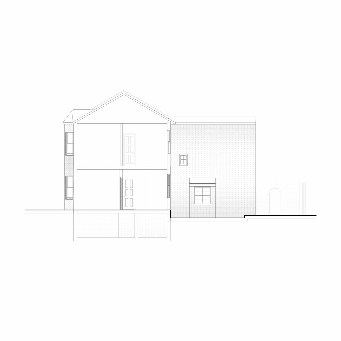 Section drawing of the original house configuration.