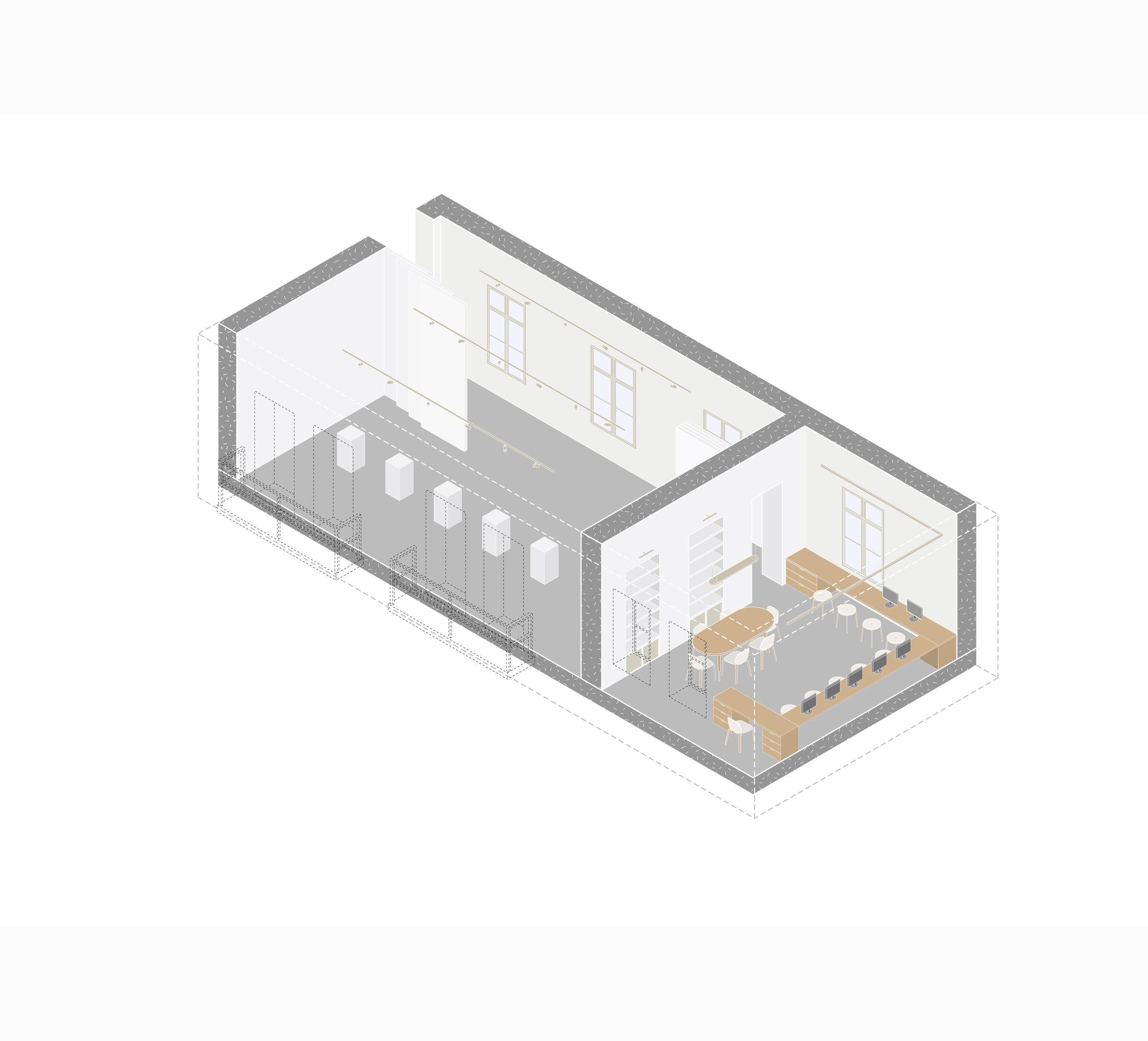 Exhibition Space - Library Axonometric
