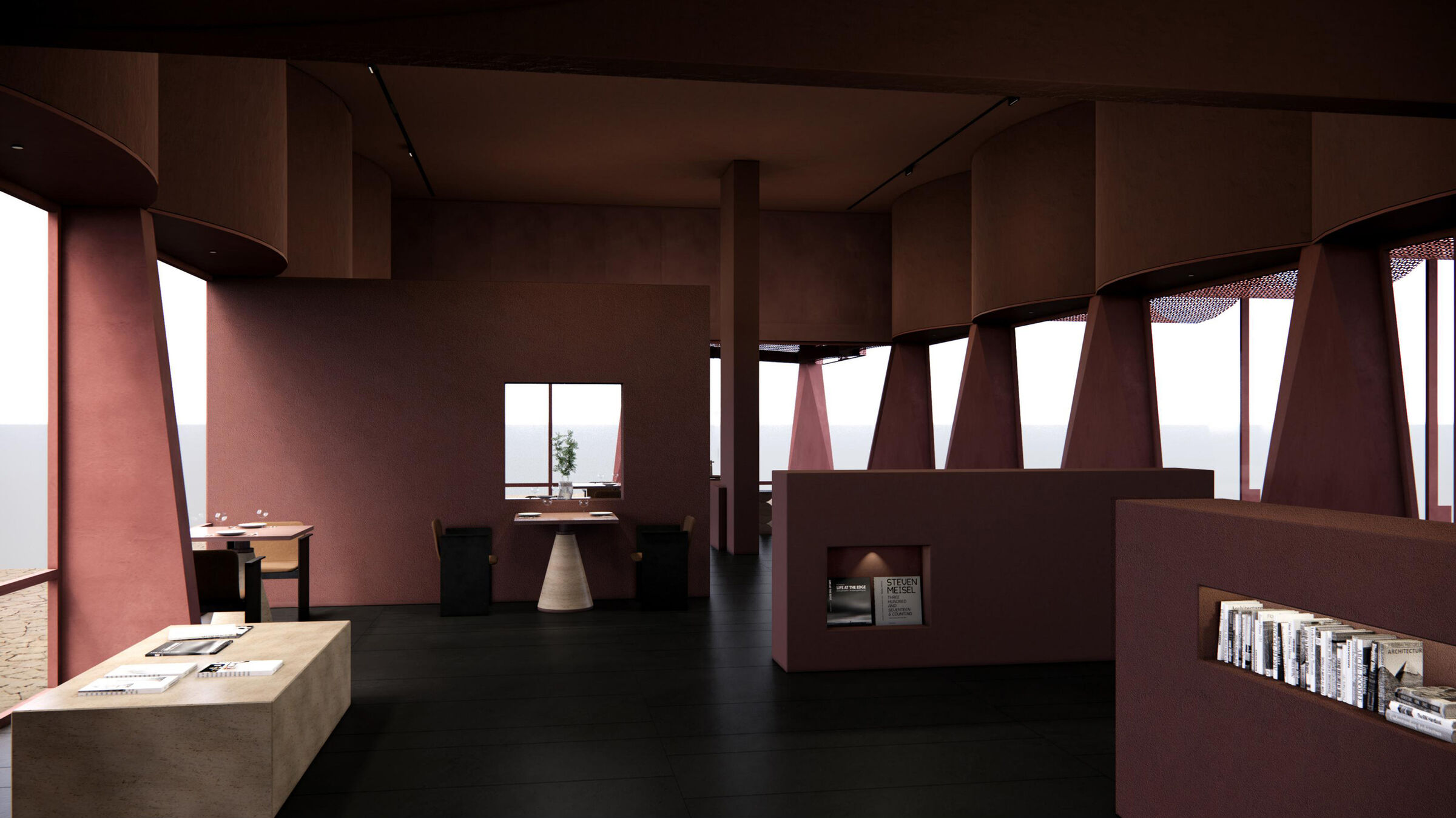 Column Bays Enclosing “Boundaryless Booths”