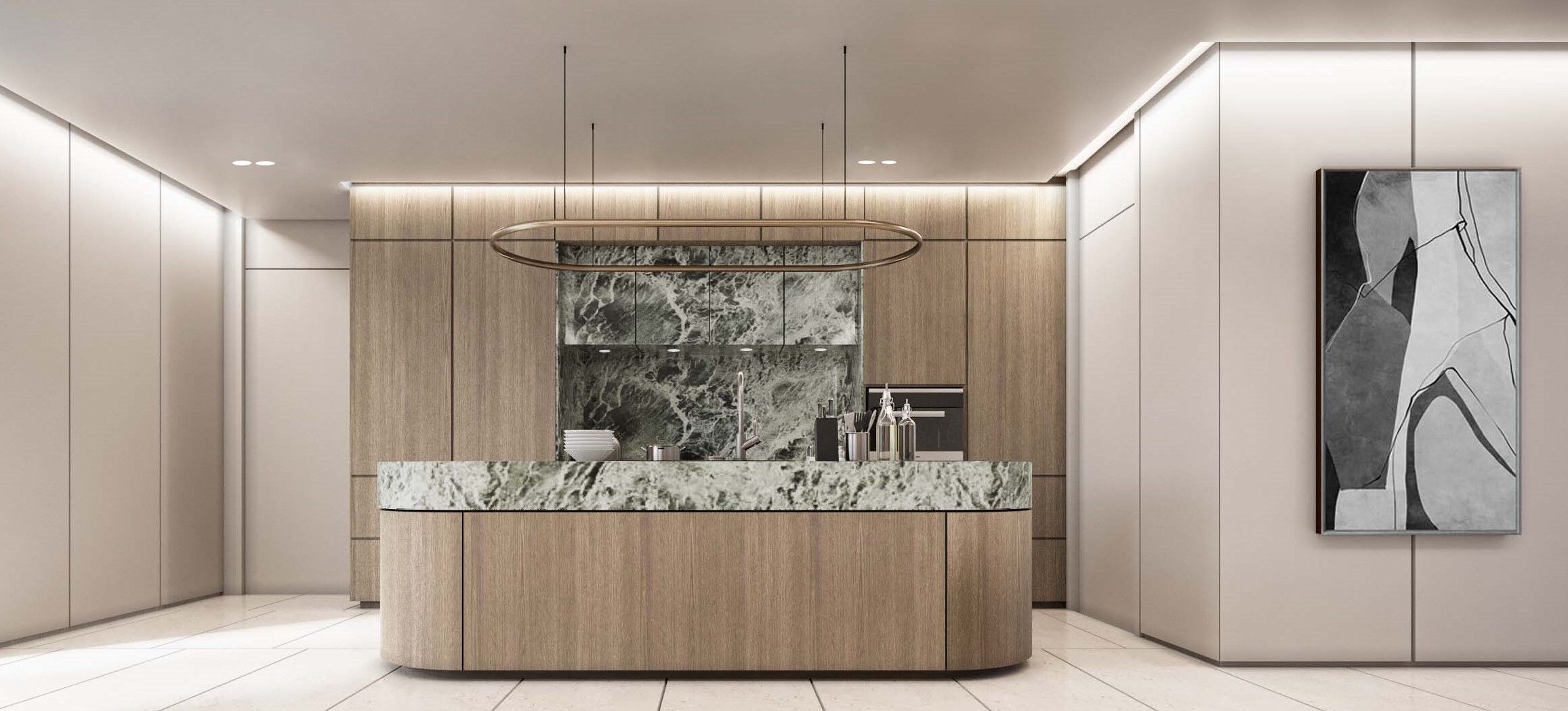 Wood + Forest Marble Pantry