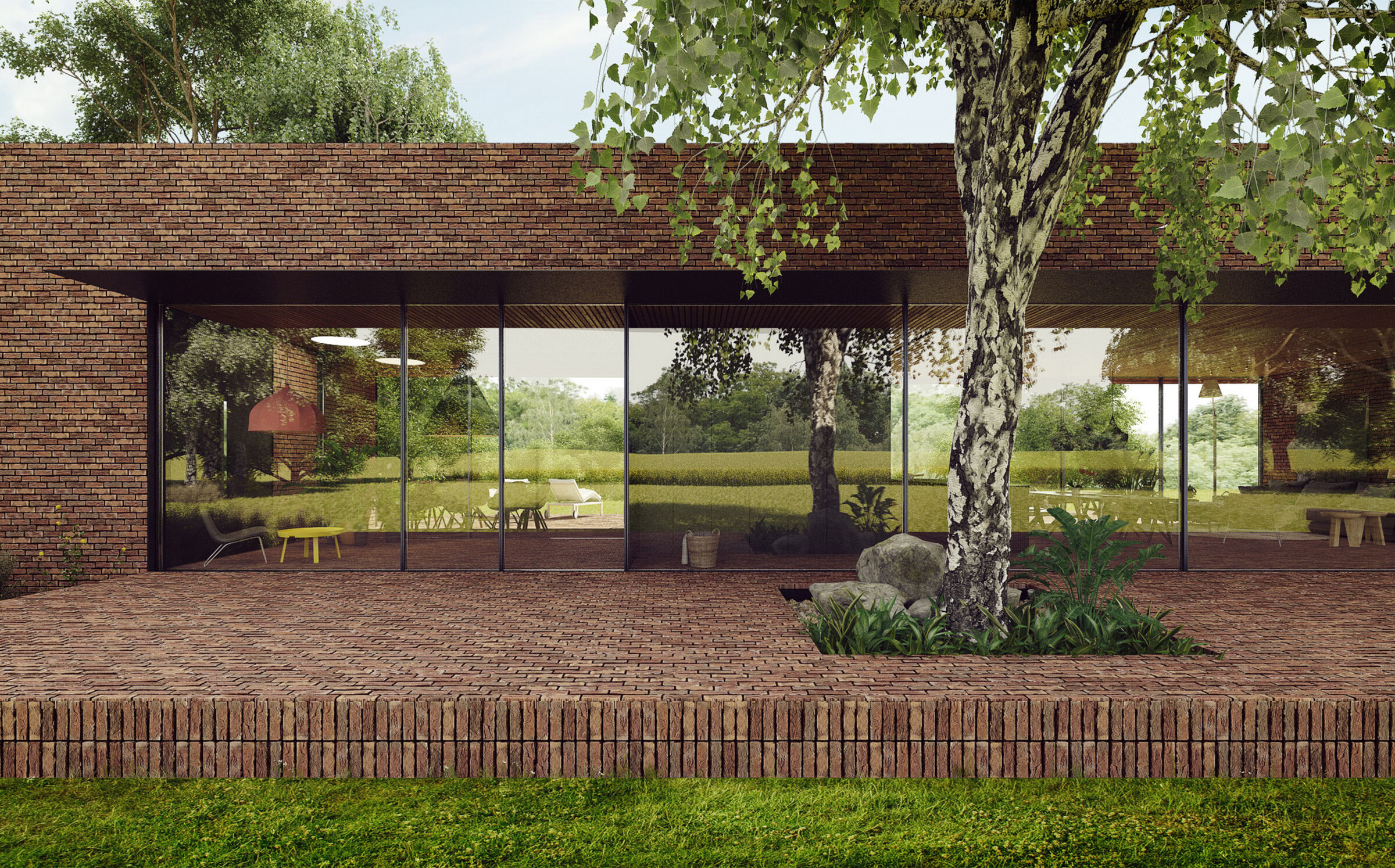 •	Modernity and tradition: The modern form is finished with traditional materials—brick facades reference the local architecture of Mazury.