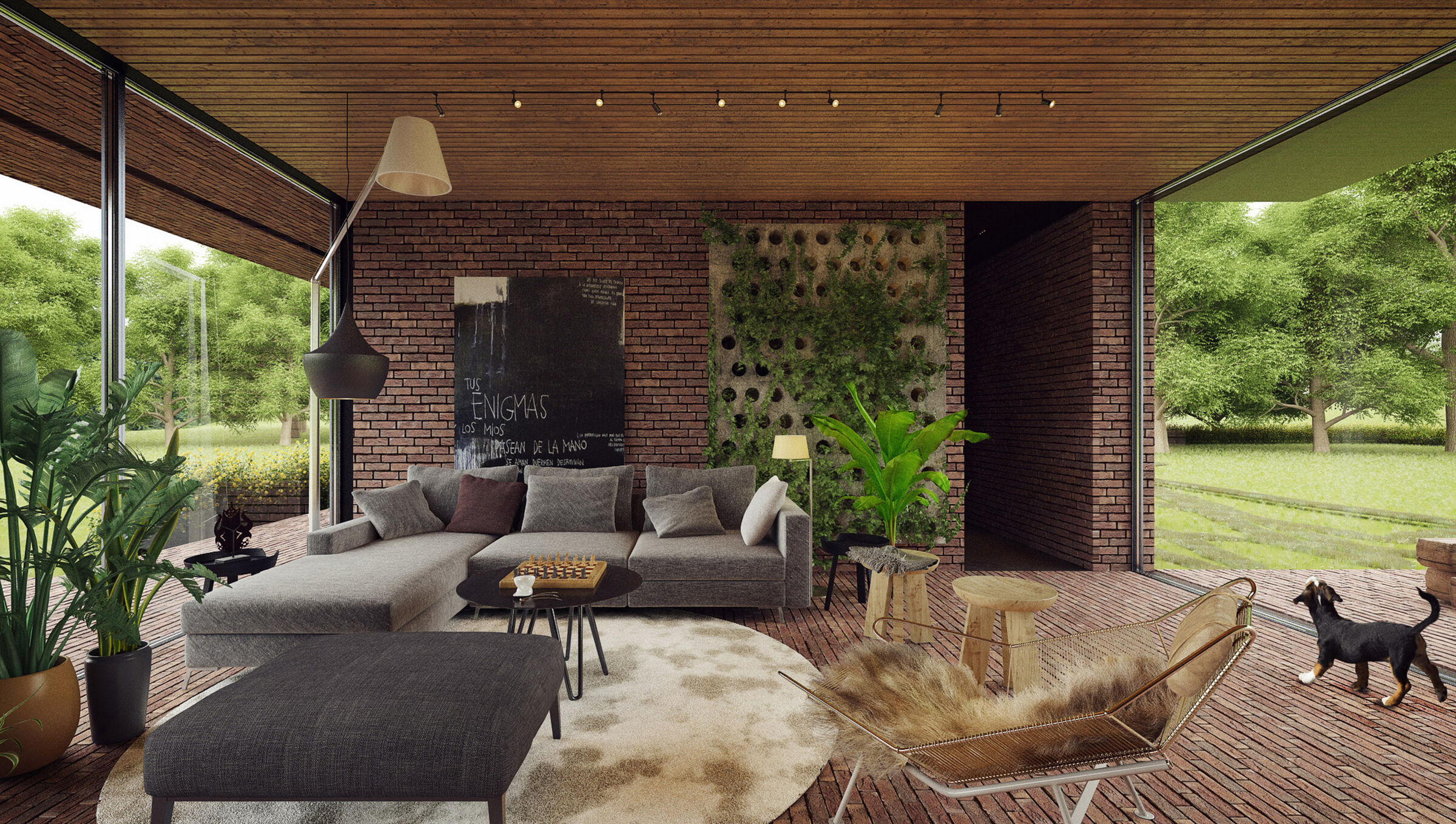 The house is designed so that nature can freely flow through its architectural fabric.