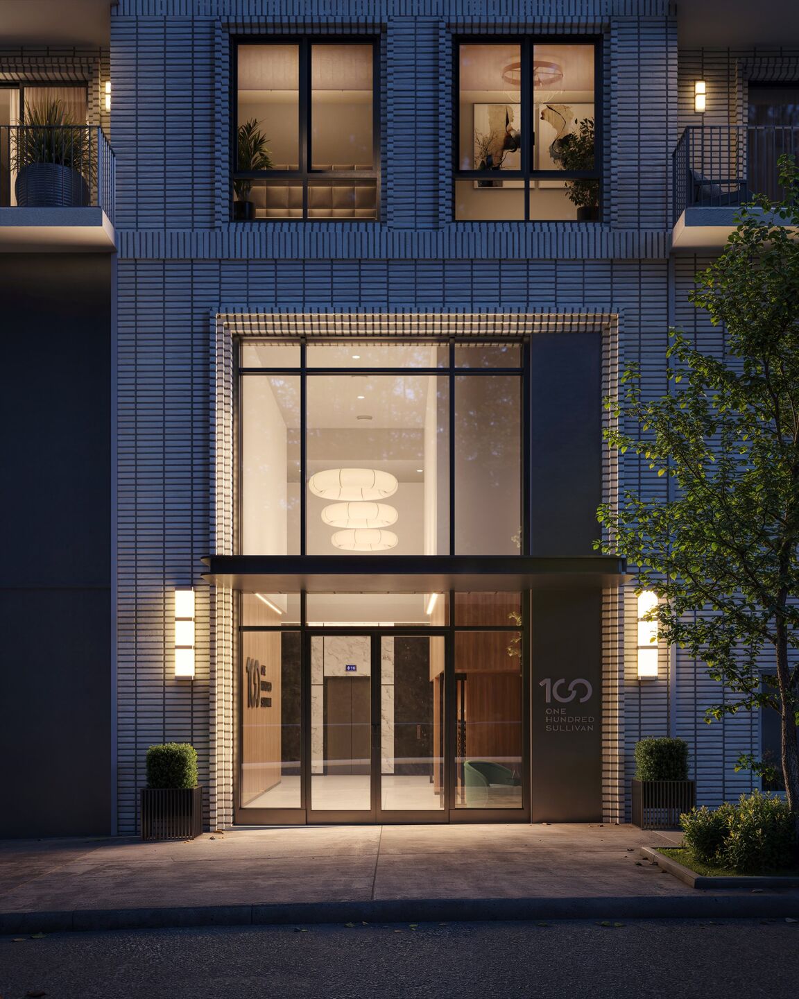3D rendering of the entrance of the building