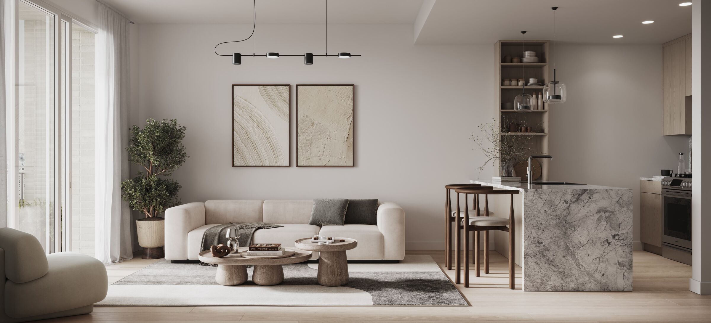 Living room interior render