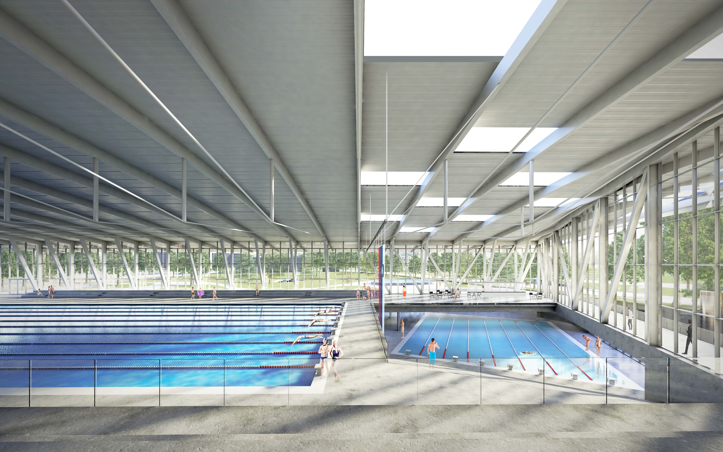 rendering: 50m olympic pool and 25m training pool