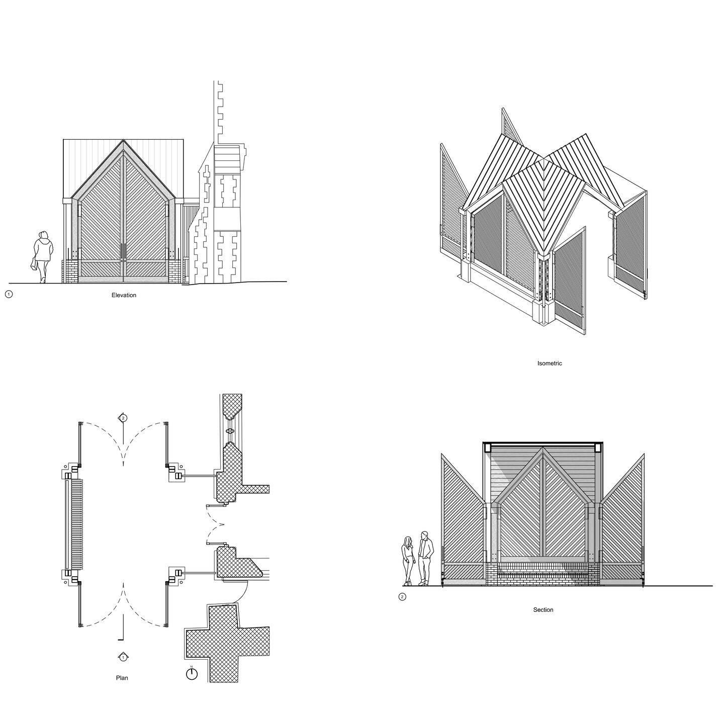 Porch Plan Elevation Section Isometric