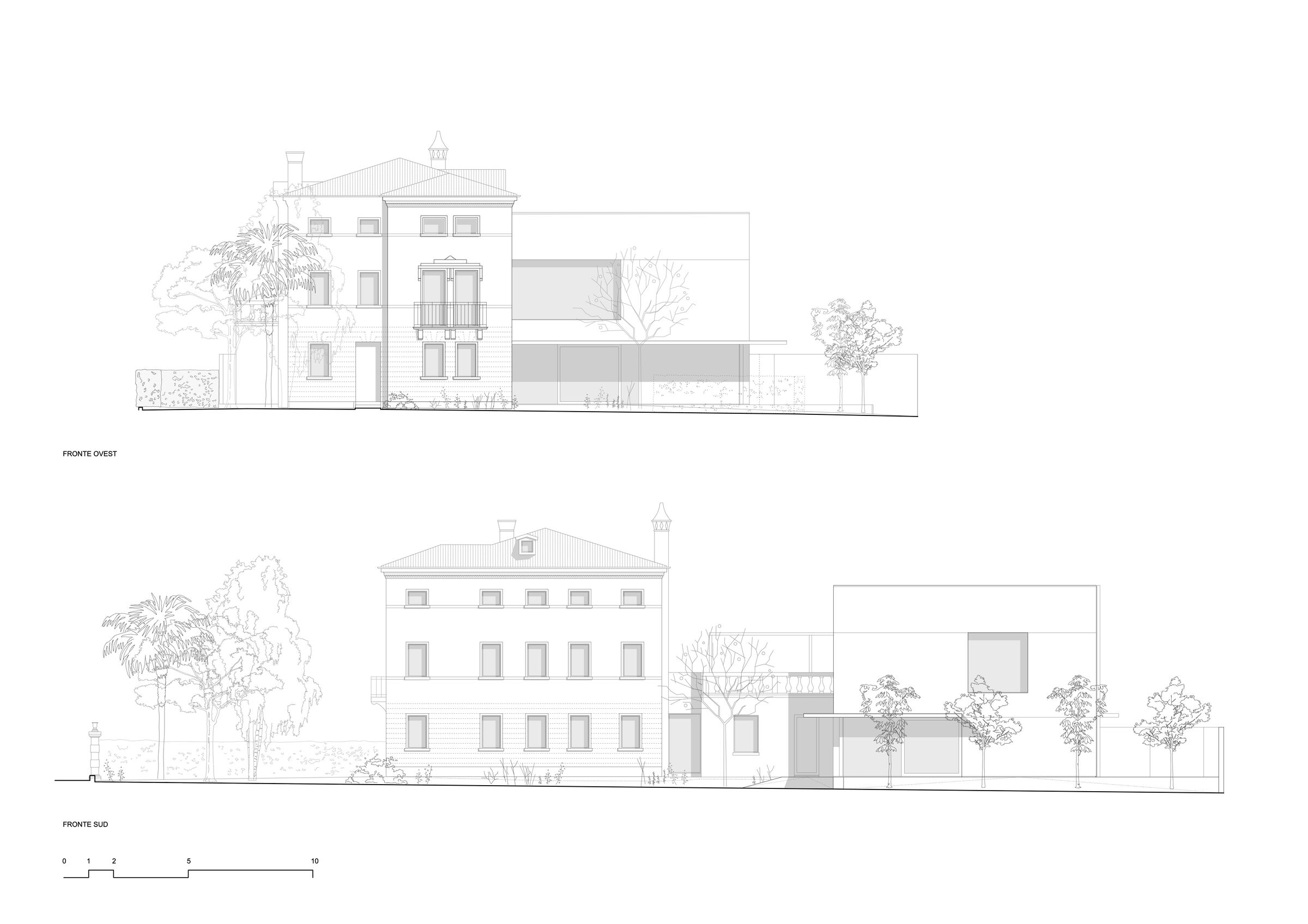 South and West elevations