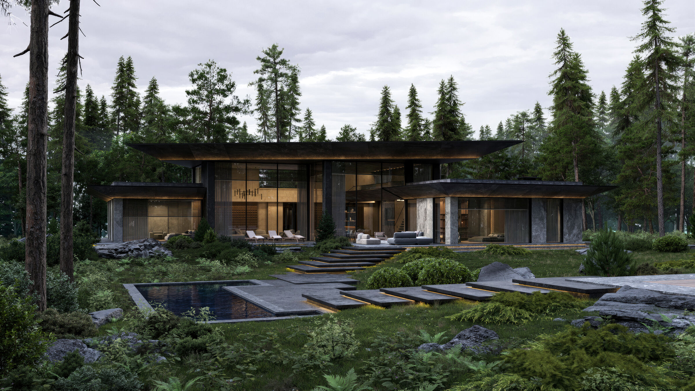 Distant view of the house