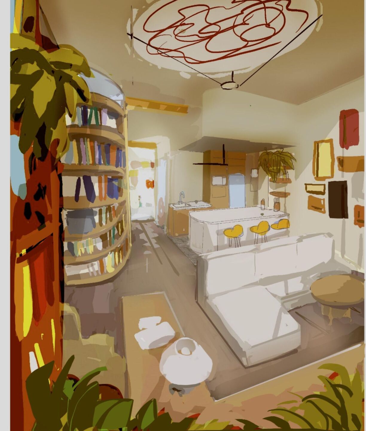 Sketch of the artist's house by Pablo Sahuquillo.