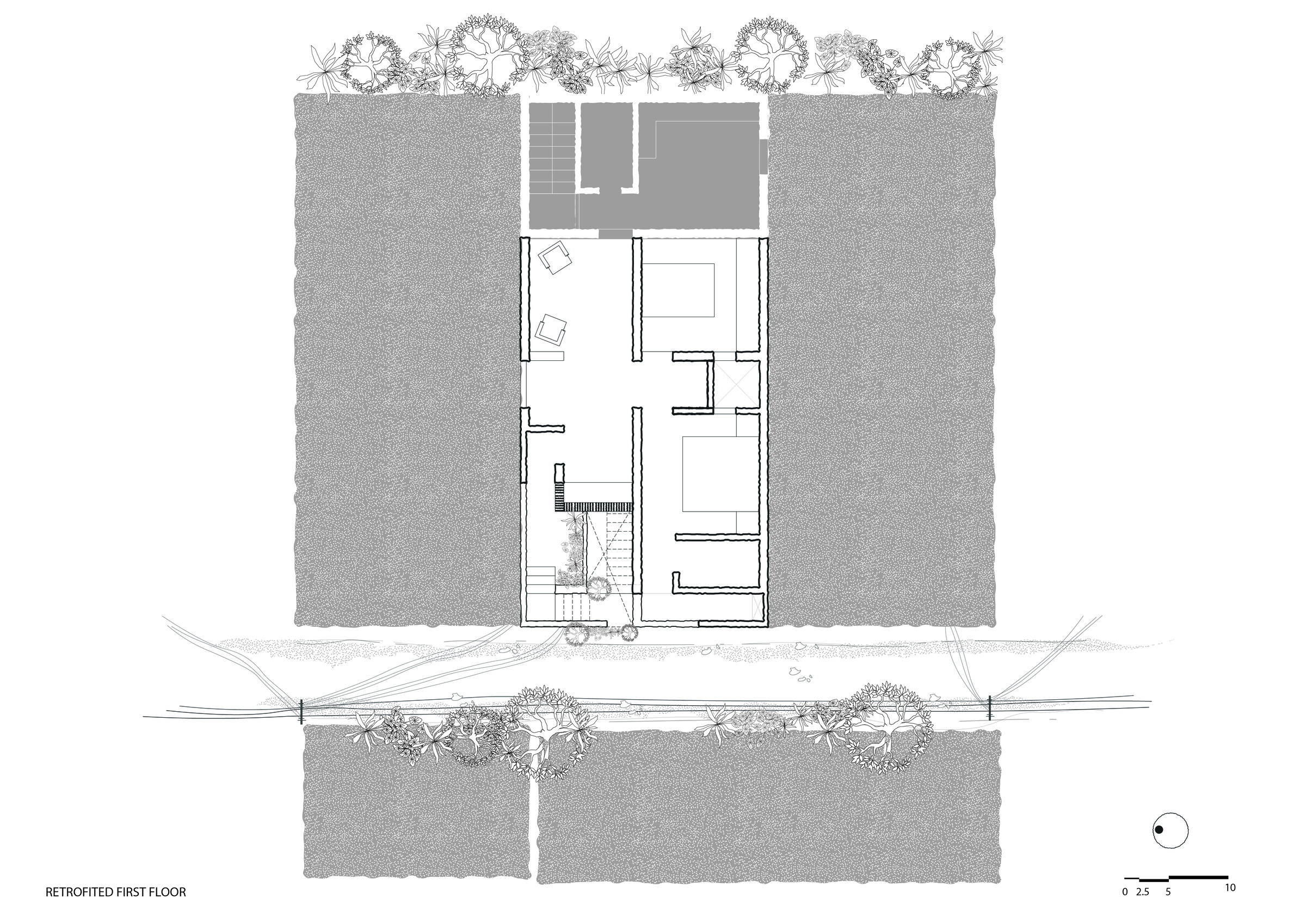 Retrofitted layout First floor