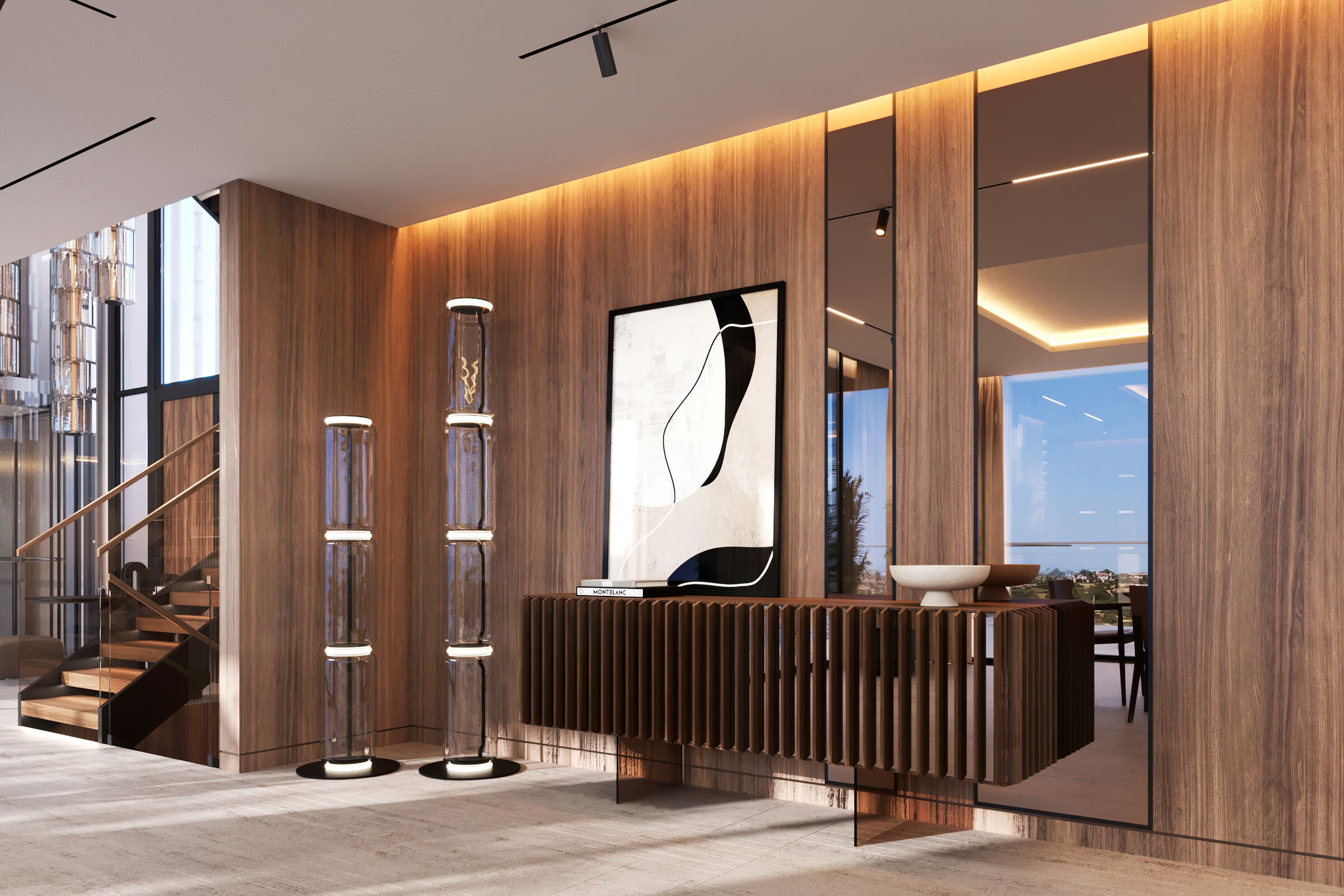 Modern Entryway I Wooden Wall Panels & Console