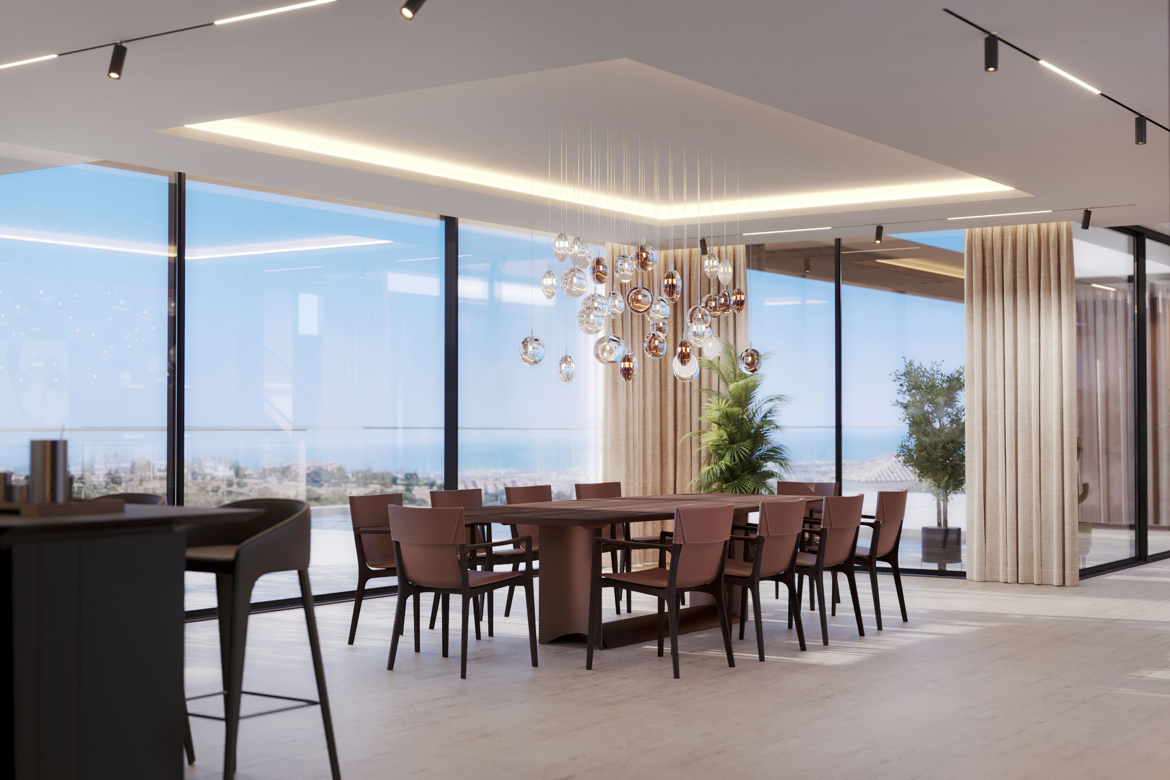 Modern Kitchen & Dining Room with Panoramic Windows