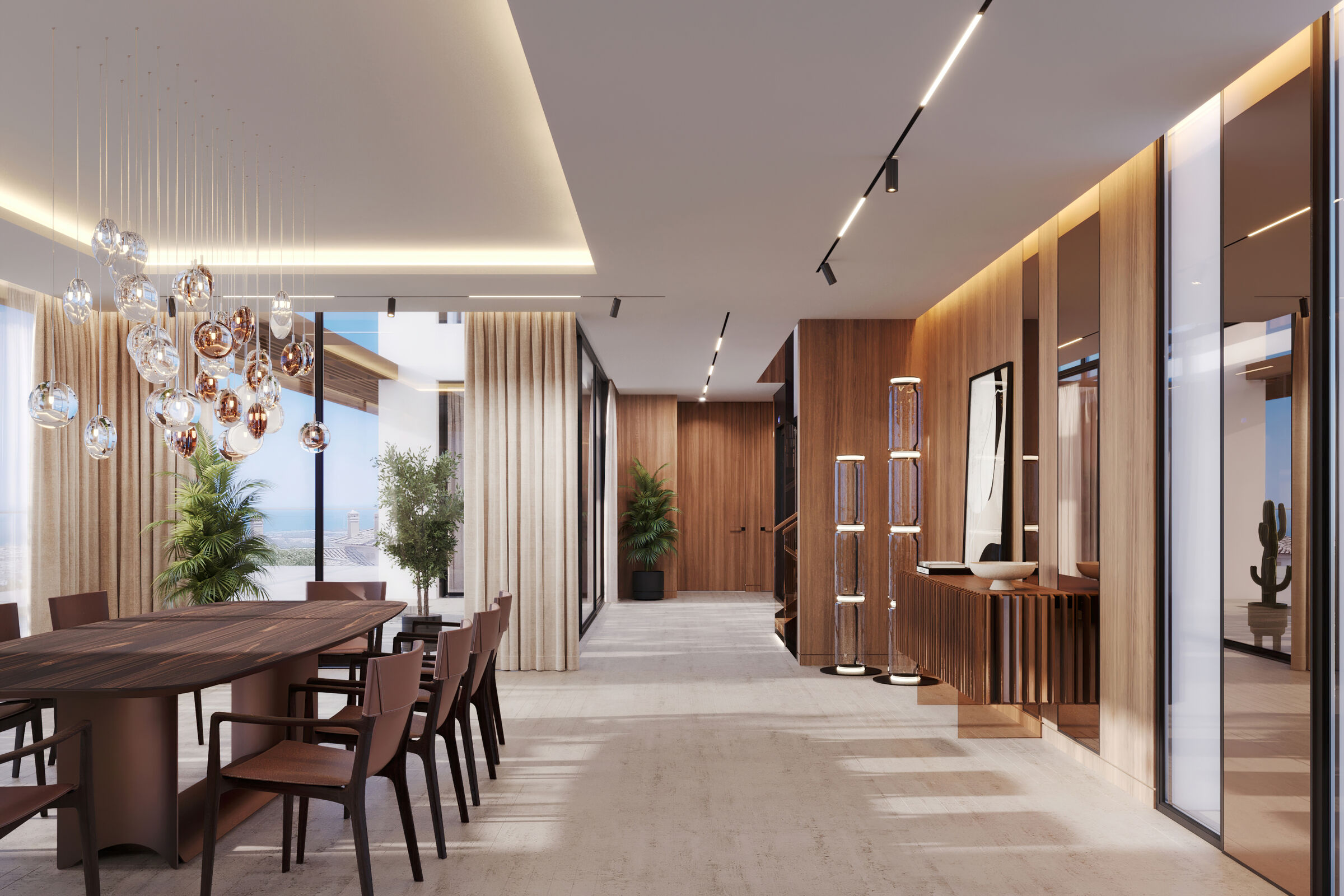 Modern Kitchen & Dining Room with Panoramic Windows