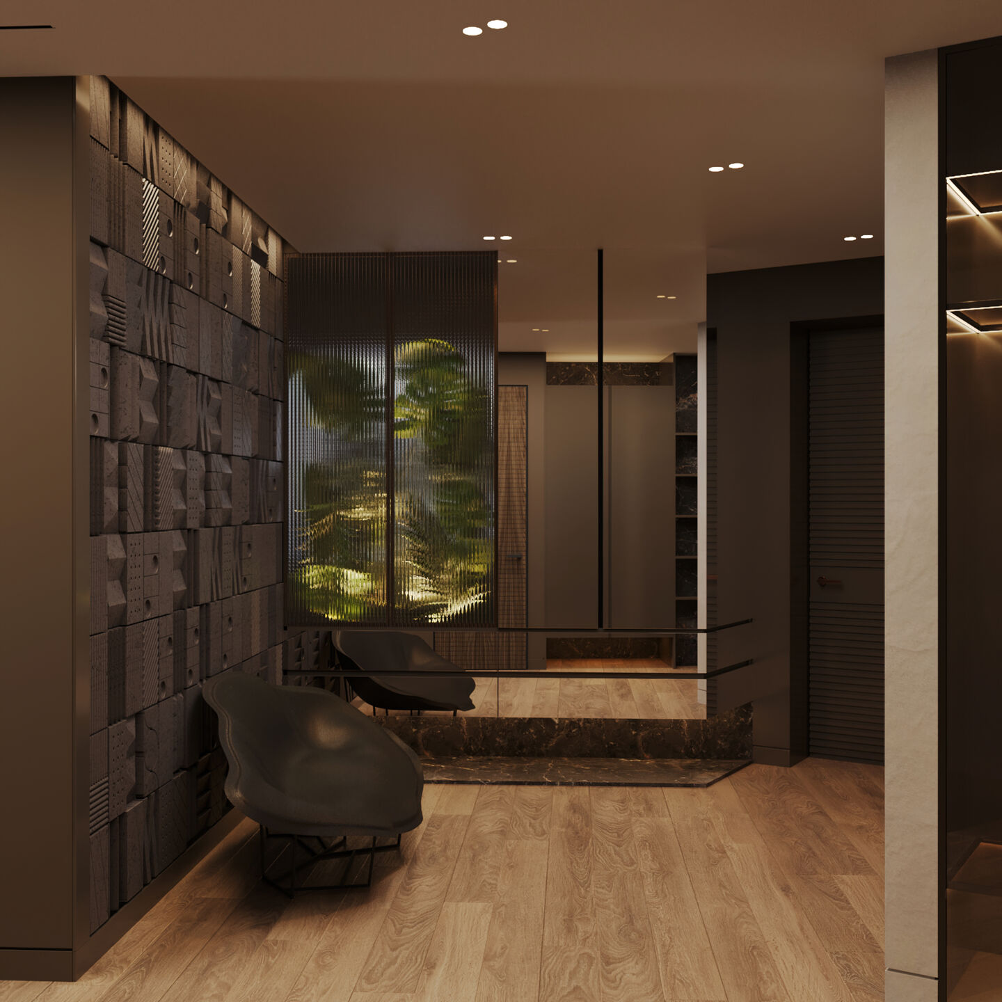 Entryway Design | Modern Hallway with Lithea Marble Panno