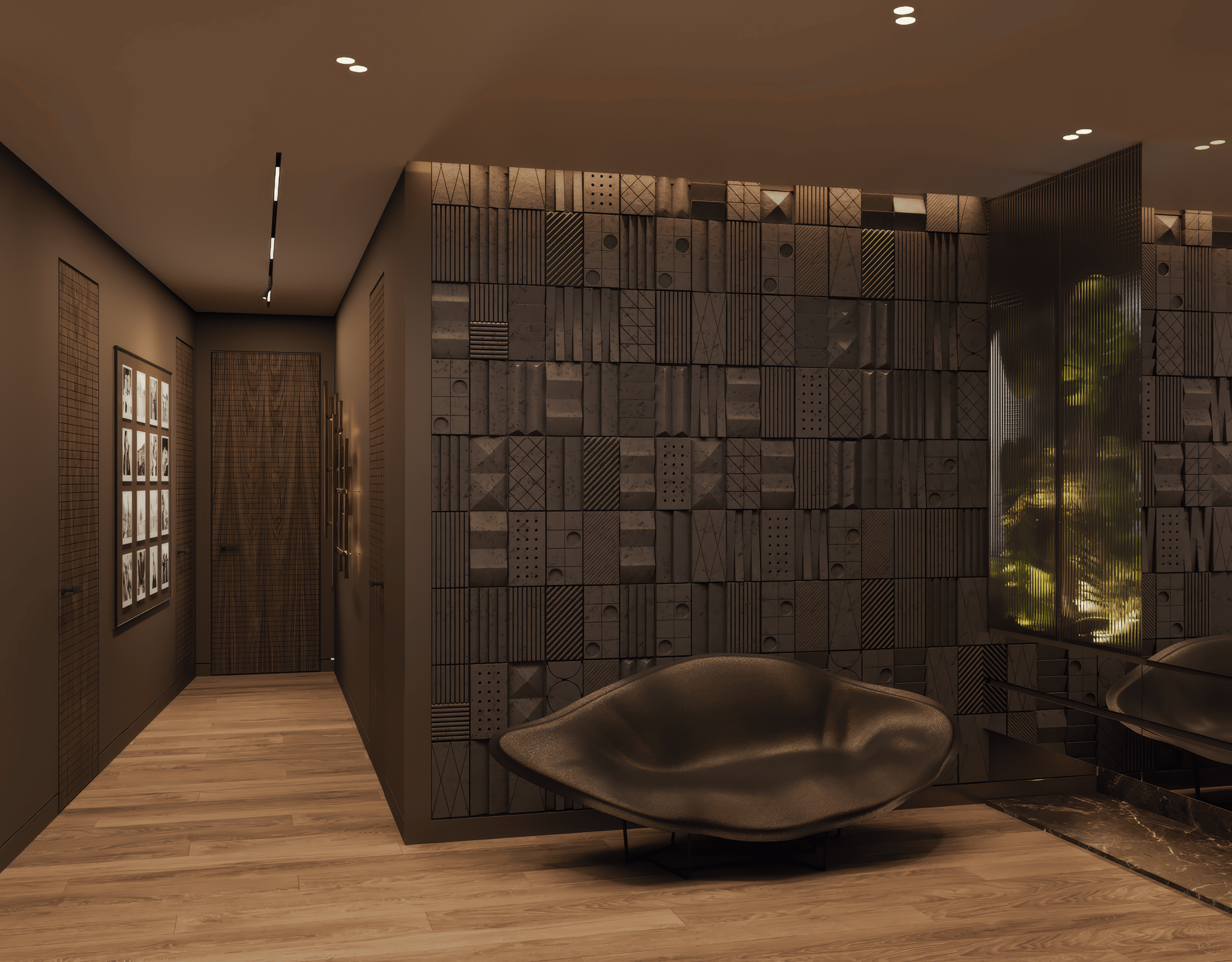 Entryway Design | Modern Hallway with Lithea Marble Panno