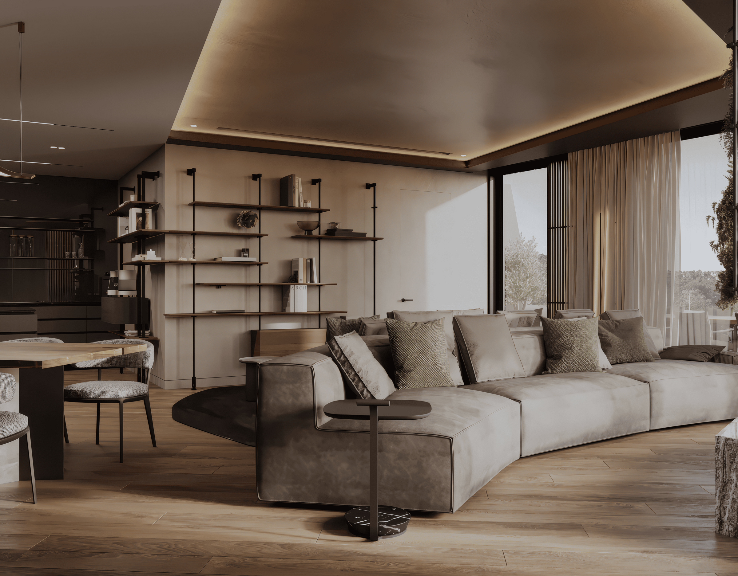 Modern Loft Living Room I Lounge Area with Bonaldo two-sided sofa