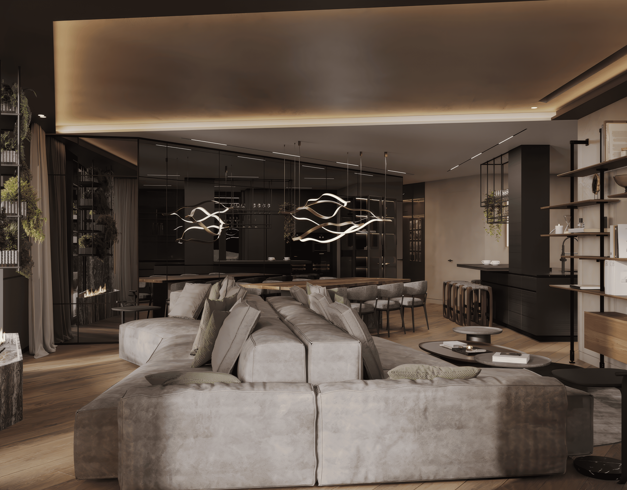 Modern Loft Living Room I Lounge Area with Bonaldo two-sided sofa