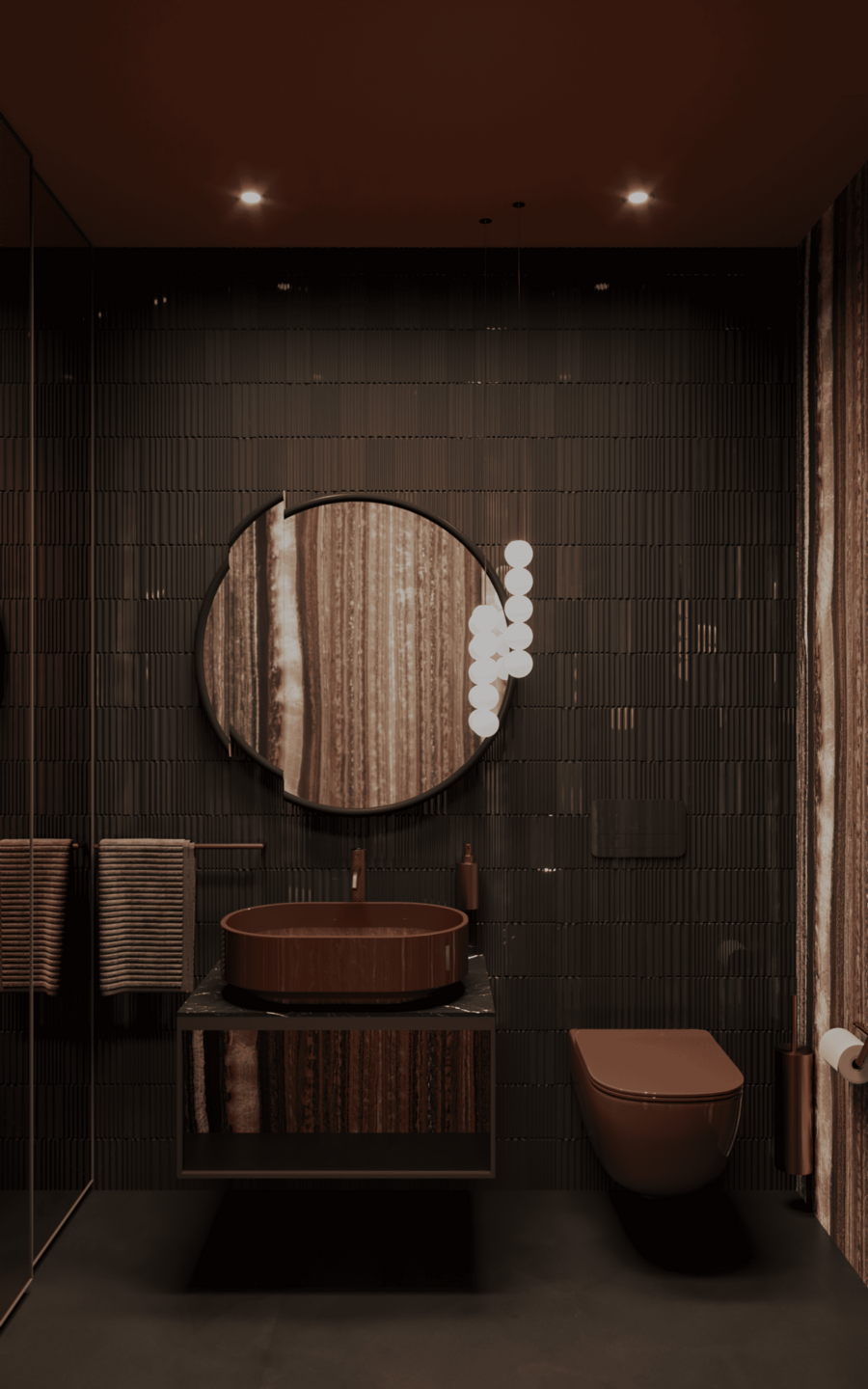 Modern Luxury Powder Mood I Dark Tiles & Terracotta Onyx