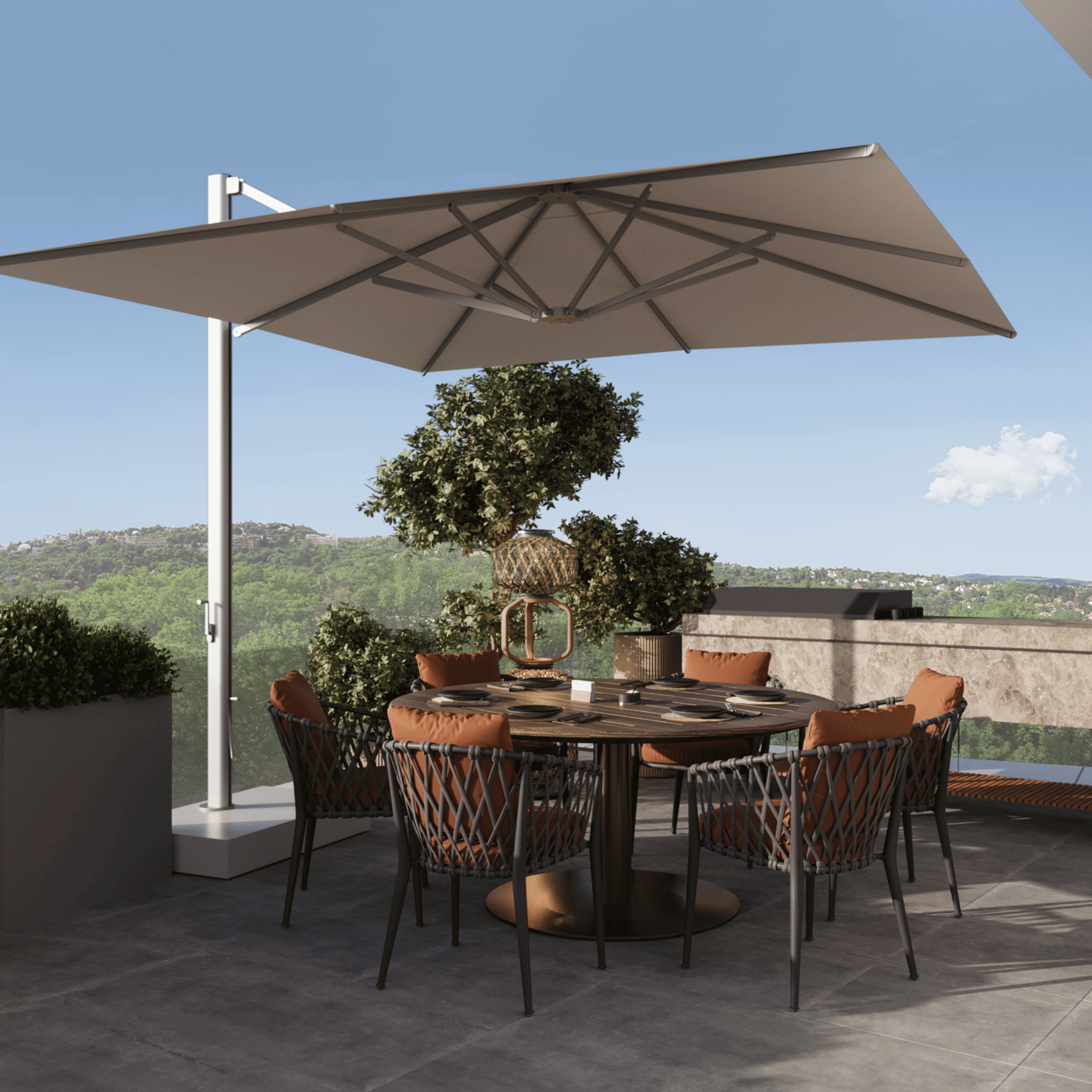 Modern Outdoor Terrace I Minotti Table & B&B Italia Chairs