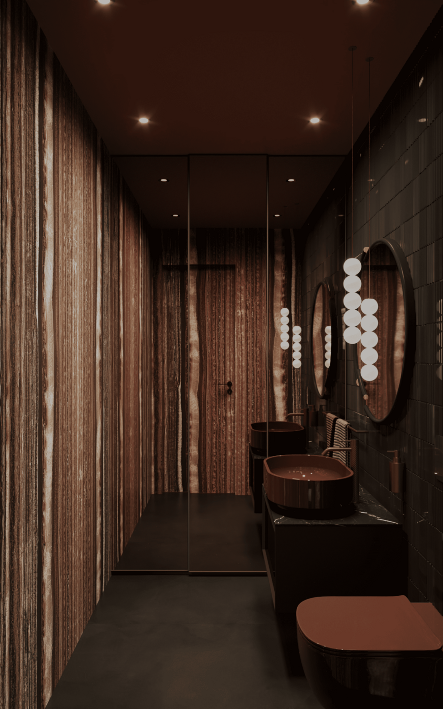 Modern Luxury Powder Mood I Dark Tiles & Terracotta Onyx