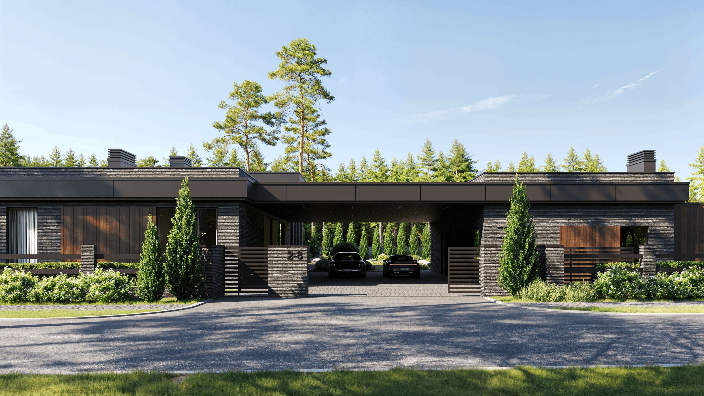 View fron the driveway and carport
