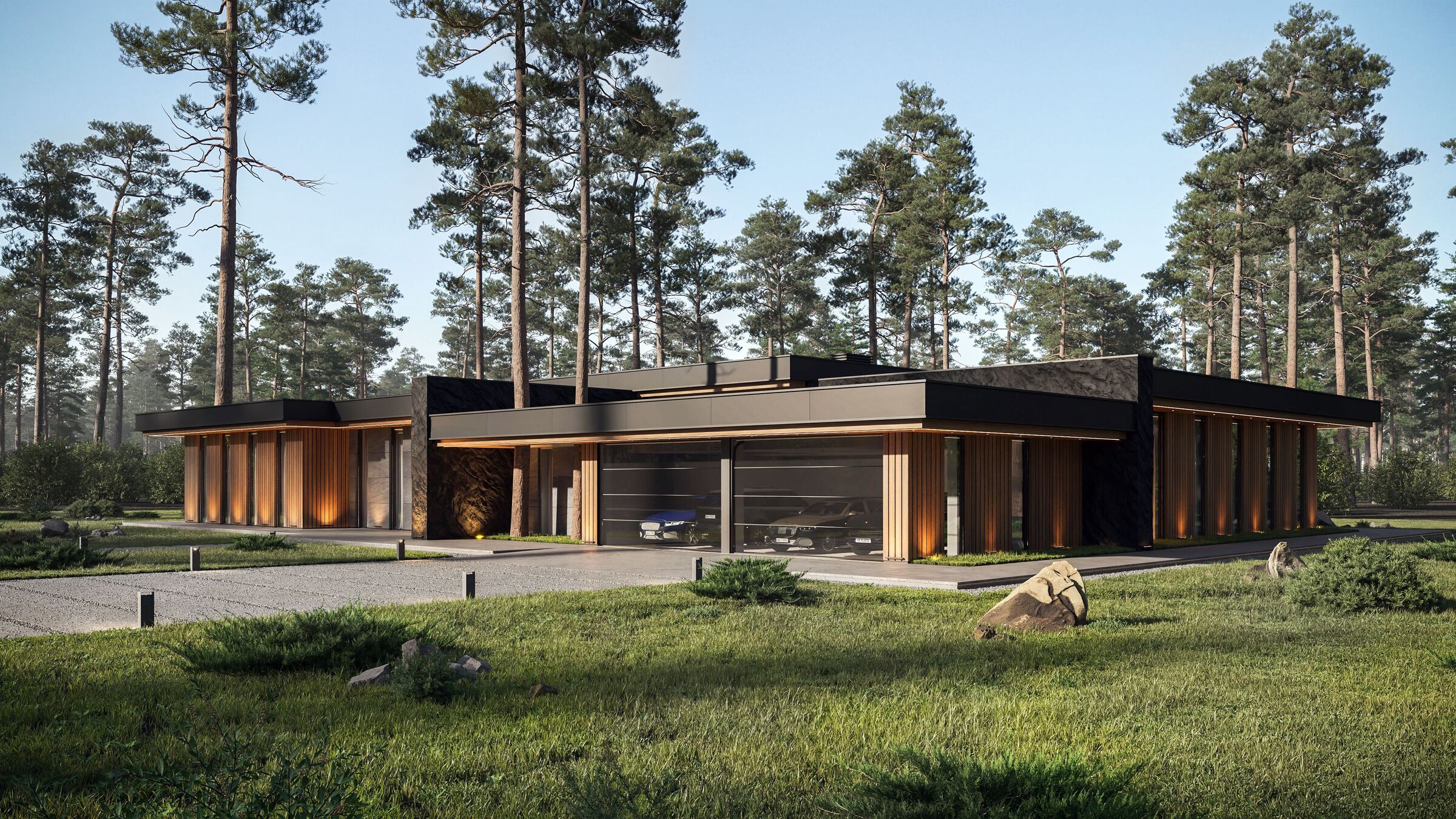 View of the house from the driveway and carport