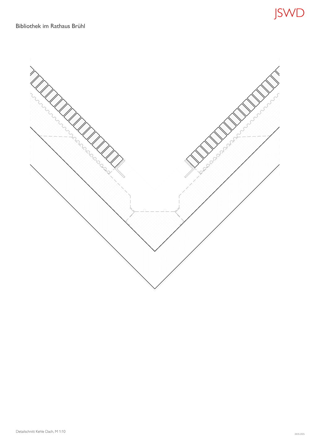 Detail of clinker-clad roof valley in plan