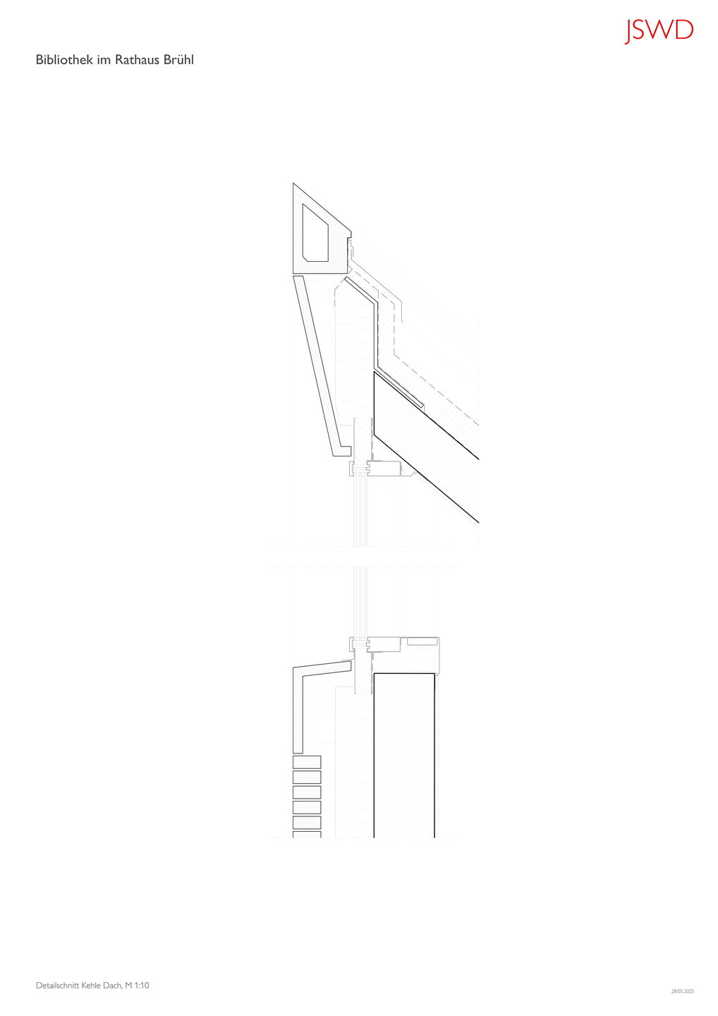 Section through clinker-clad roof valley