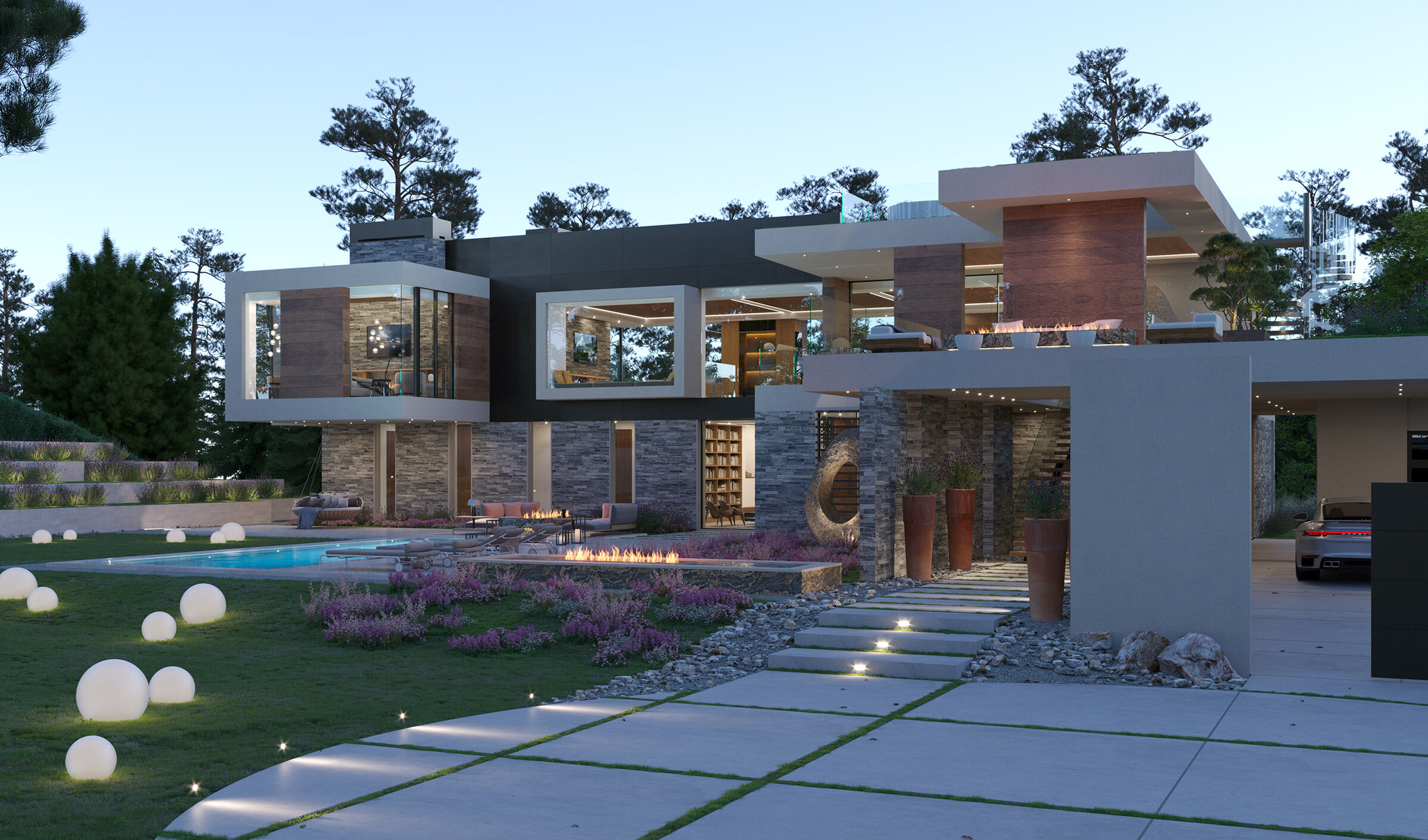 Anglet Biarritz, France luxury home with modern architectural indoor outdoor design
