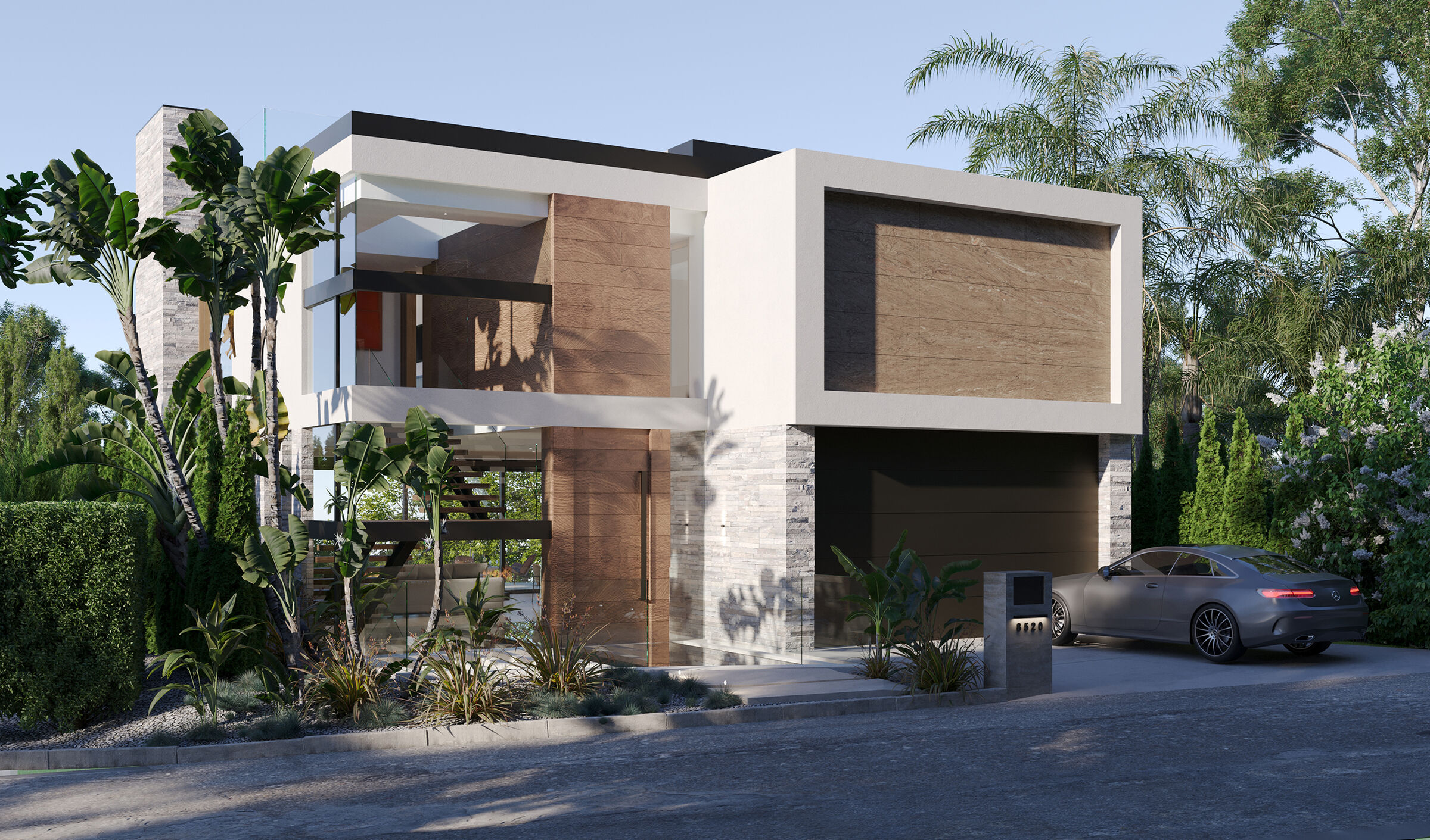 Hedges Hollywood Hills modern luxury home with minimalist exterior design