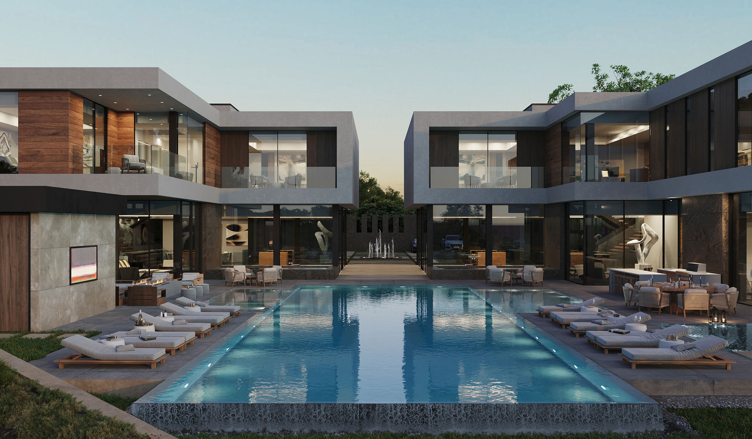 Pasadena luxury modern architectural home with resort style swimming pool and entertainment terrace