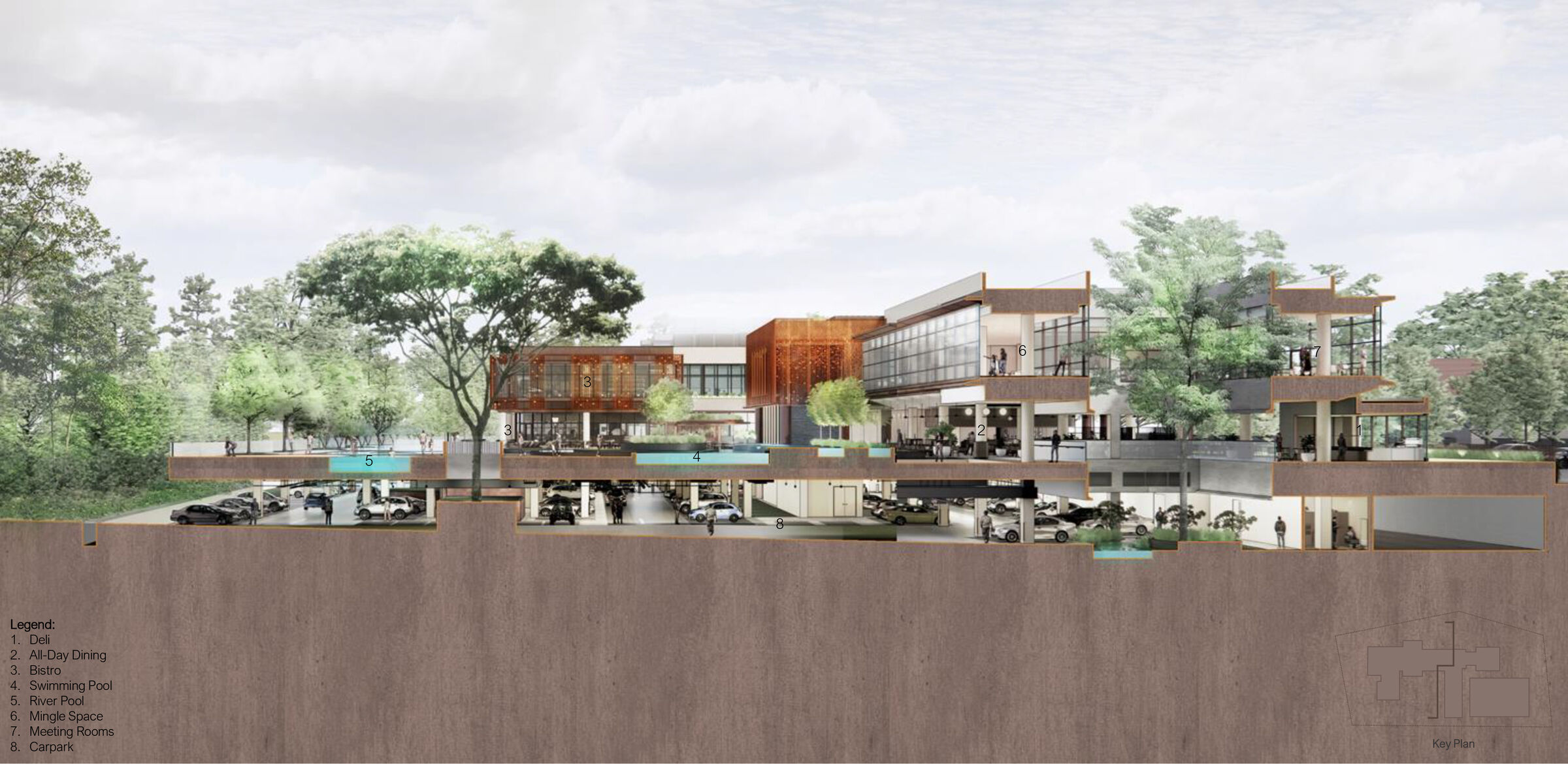 Sectional Perspective – Natural environment to enhance the building, create spaces for contemplation.