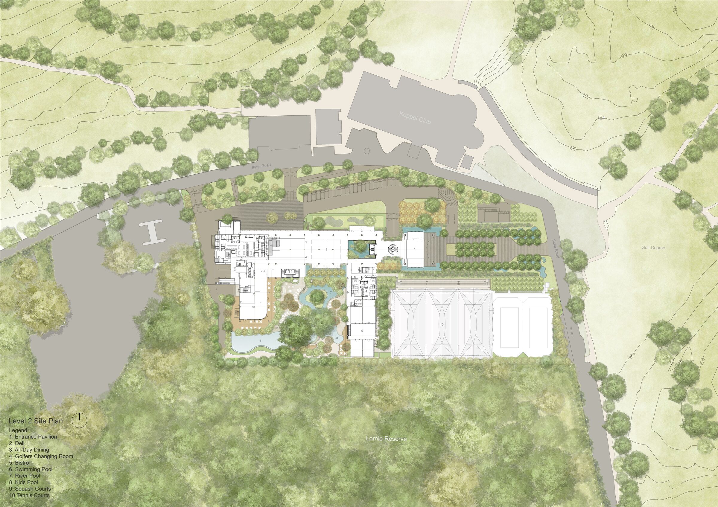 Site Plan – Immersed in nature: Courtyards invite nature within and heighten one's connection to nature.