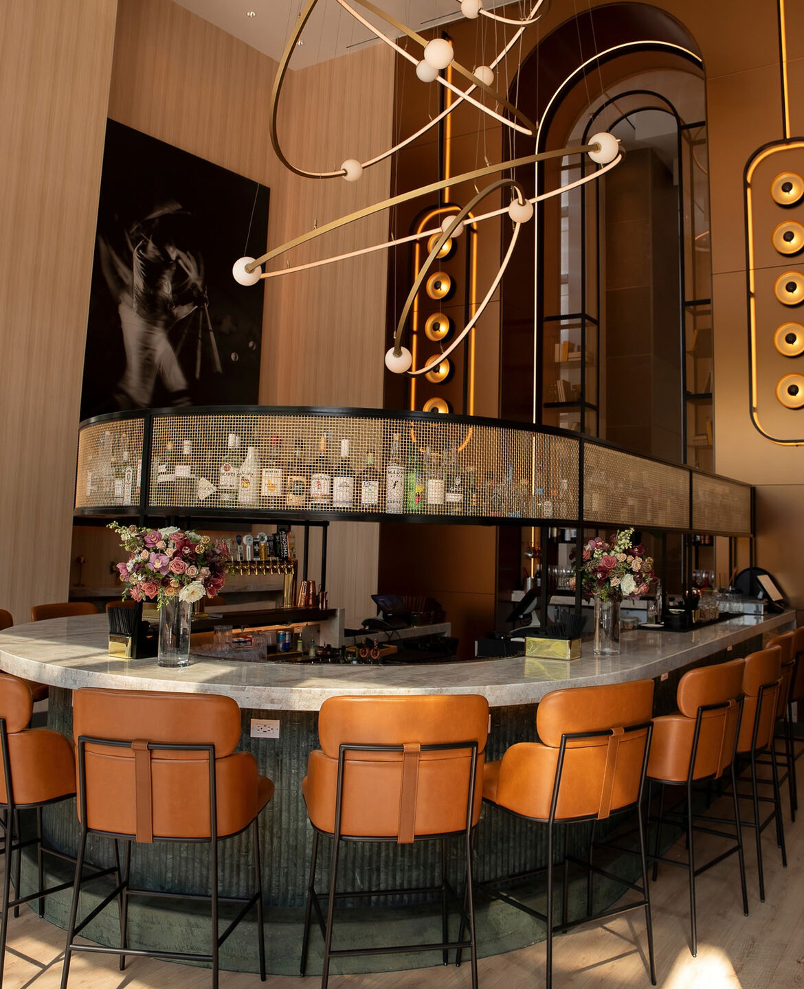 Banker Wire bronze architectural wire mesh installation creating focal points at the Ace Porter bar